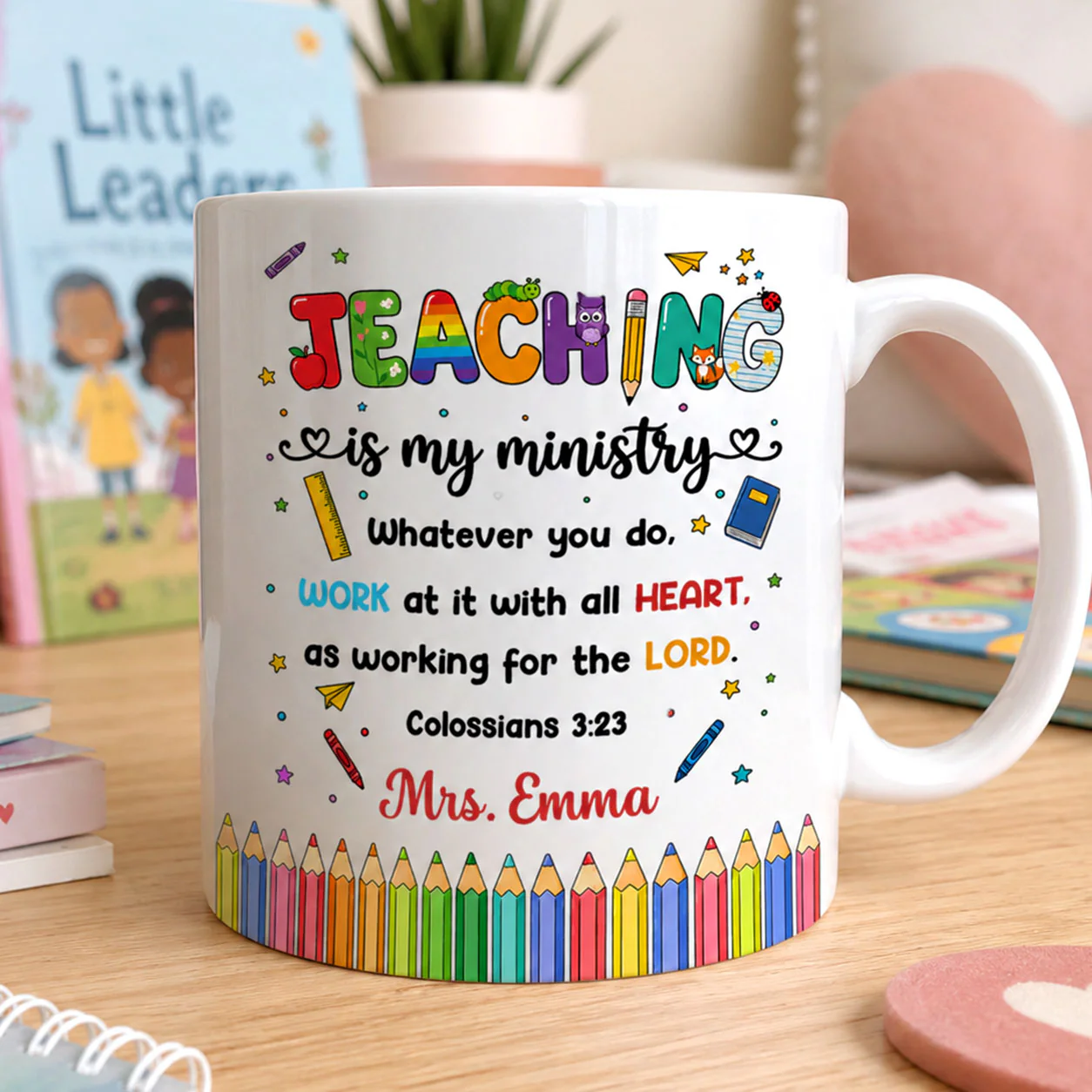 Teaching Is My Ministry - Personalized White Mug - Back to School Gift For Teacher - Image 7