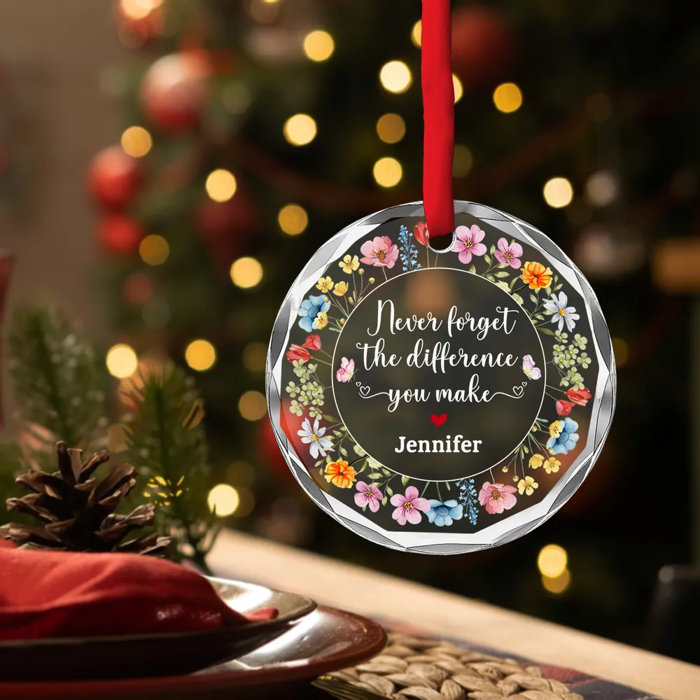 Thank You Because Of Your Difference - Personalized Glass Ornament - Gift For Friends, Bestie - NA94 - Image 3