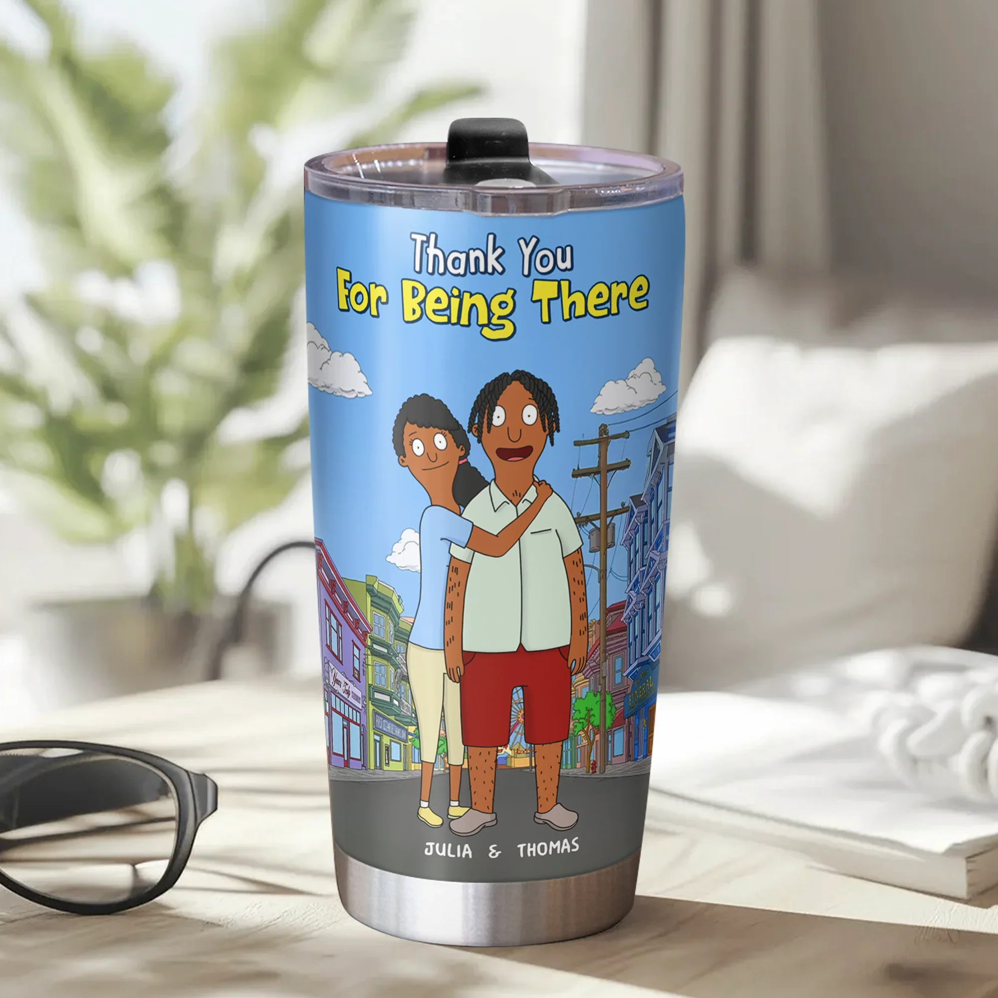 Thank You for Being There Cartoon - Personalized Stainless Steel Tumbler - Gift For Couple, Husband Wife, Anniversary | CL56 - Image 3