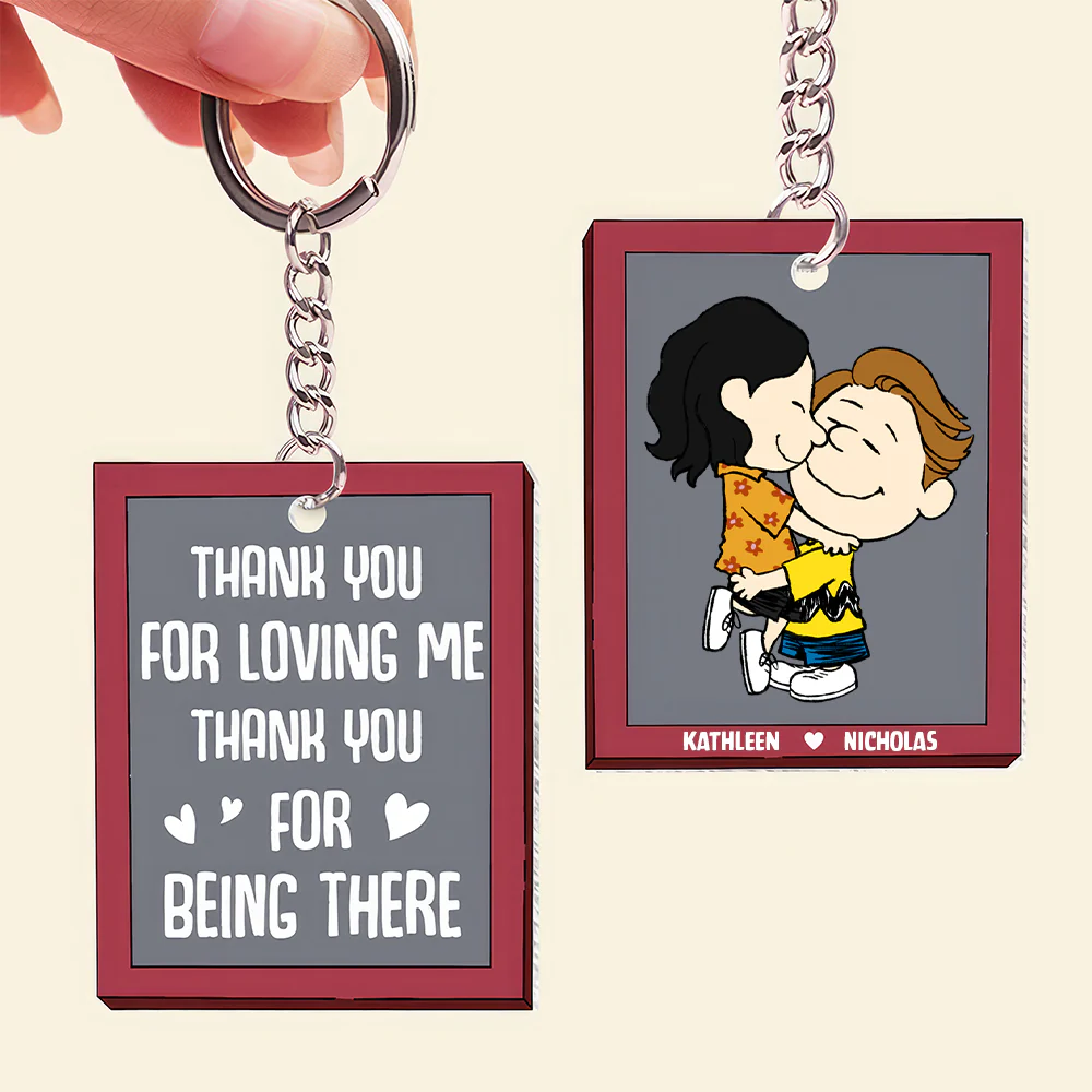 Thank You For Loving Me And Being There Peanut - Personalized Keychain - Gift For Couple, Husband Wife | GR8 NH96