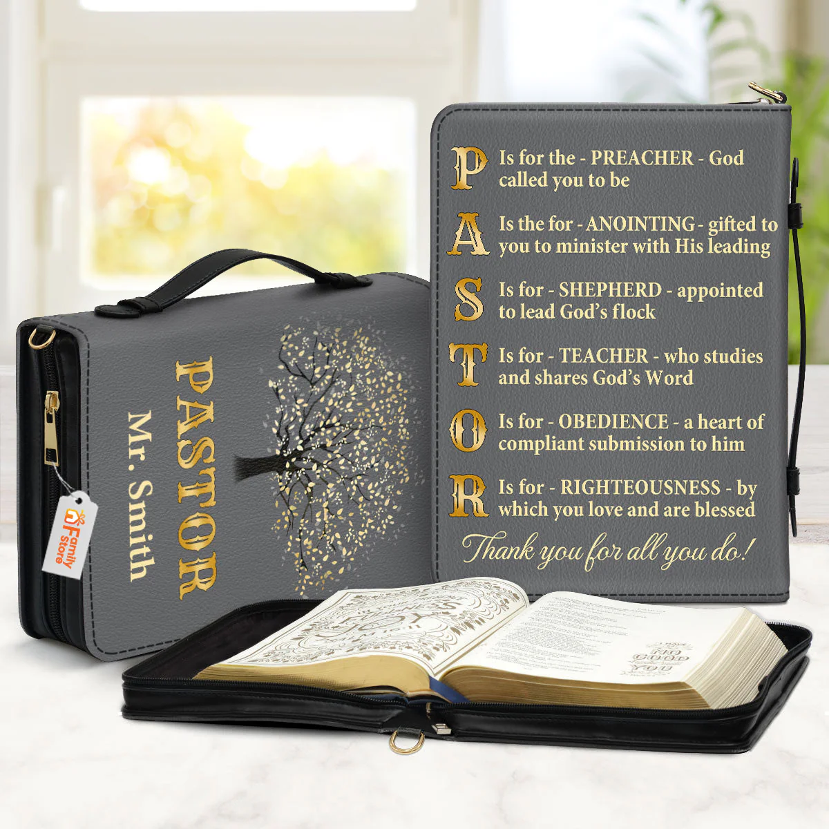 Thank You Pastor Grey - Beautiful Personalized Bible Covers - AT4082434 - Image 2