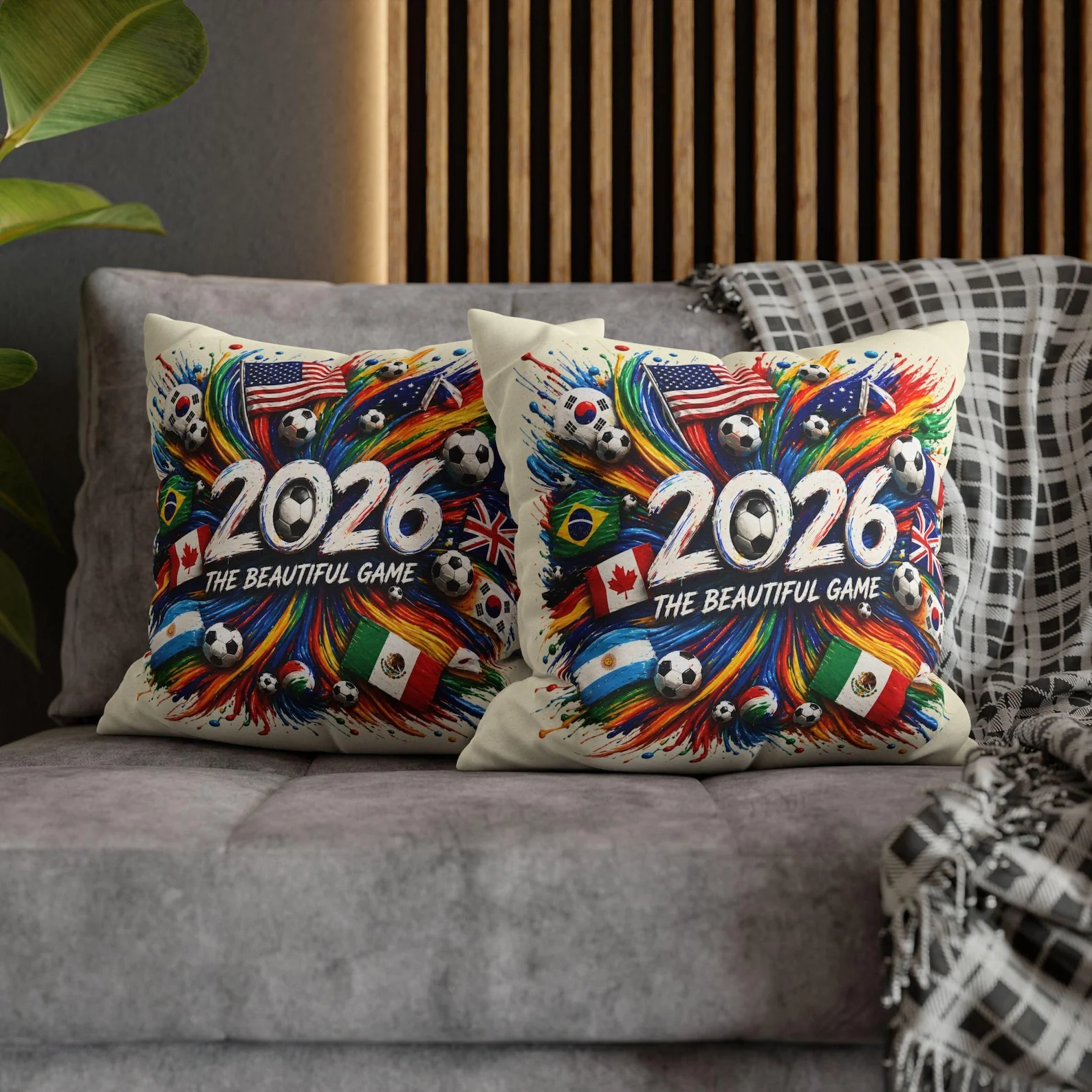 The Beautiful Game 2026 Soccer Paint Splash Flags - Personalized Pillow - Gift For Football Lovers, Fans - Image 4