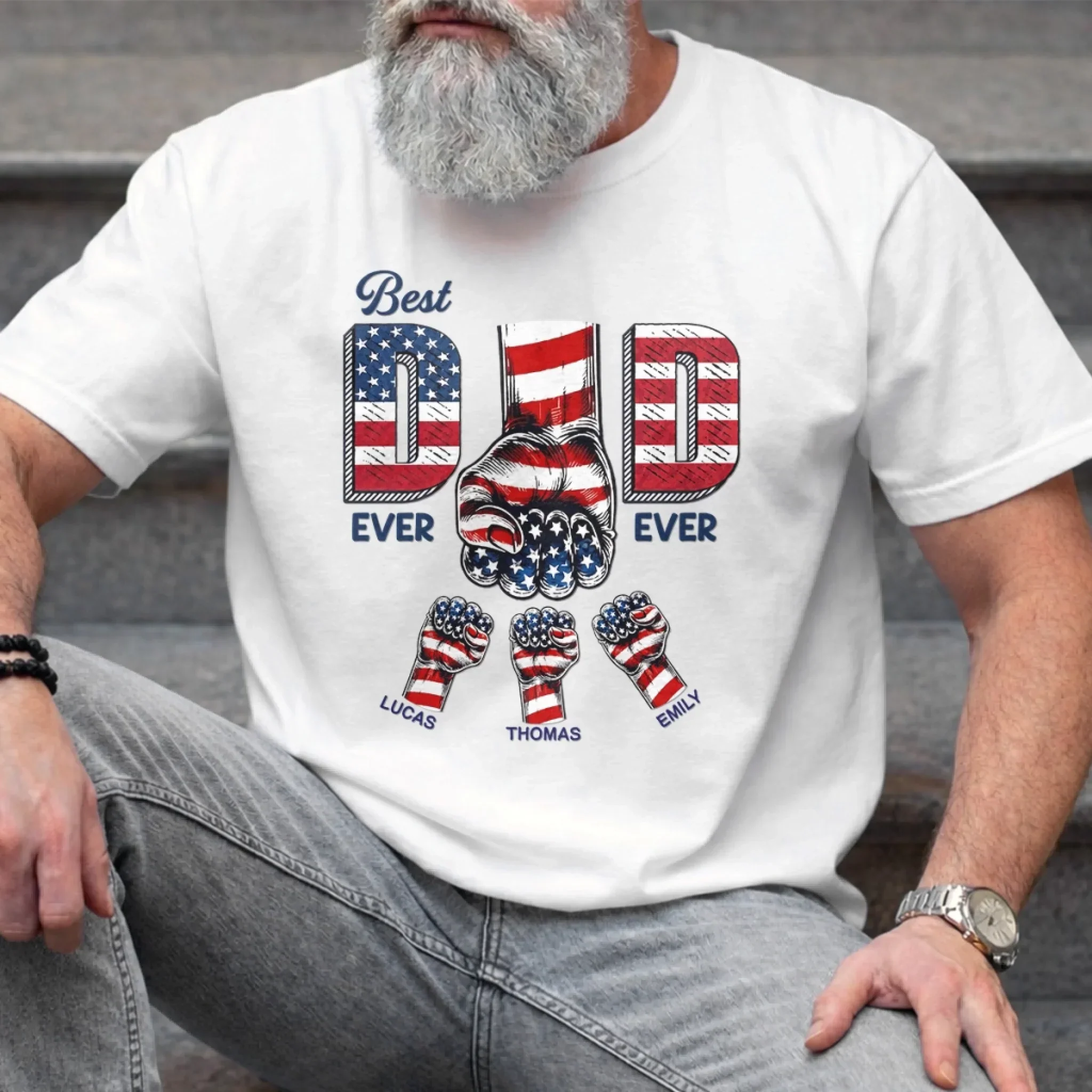 The Best Dad Ever America 250th Anniversary - Personalized Shirt - Patriotic Gift For Dad - Image 2