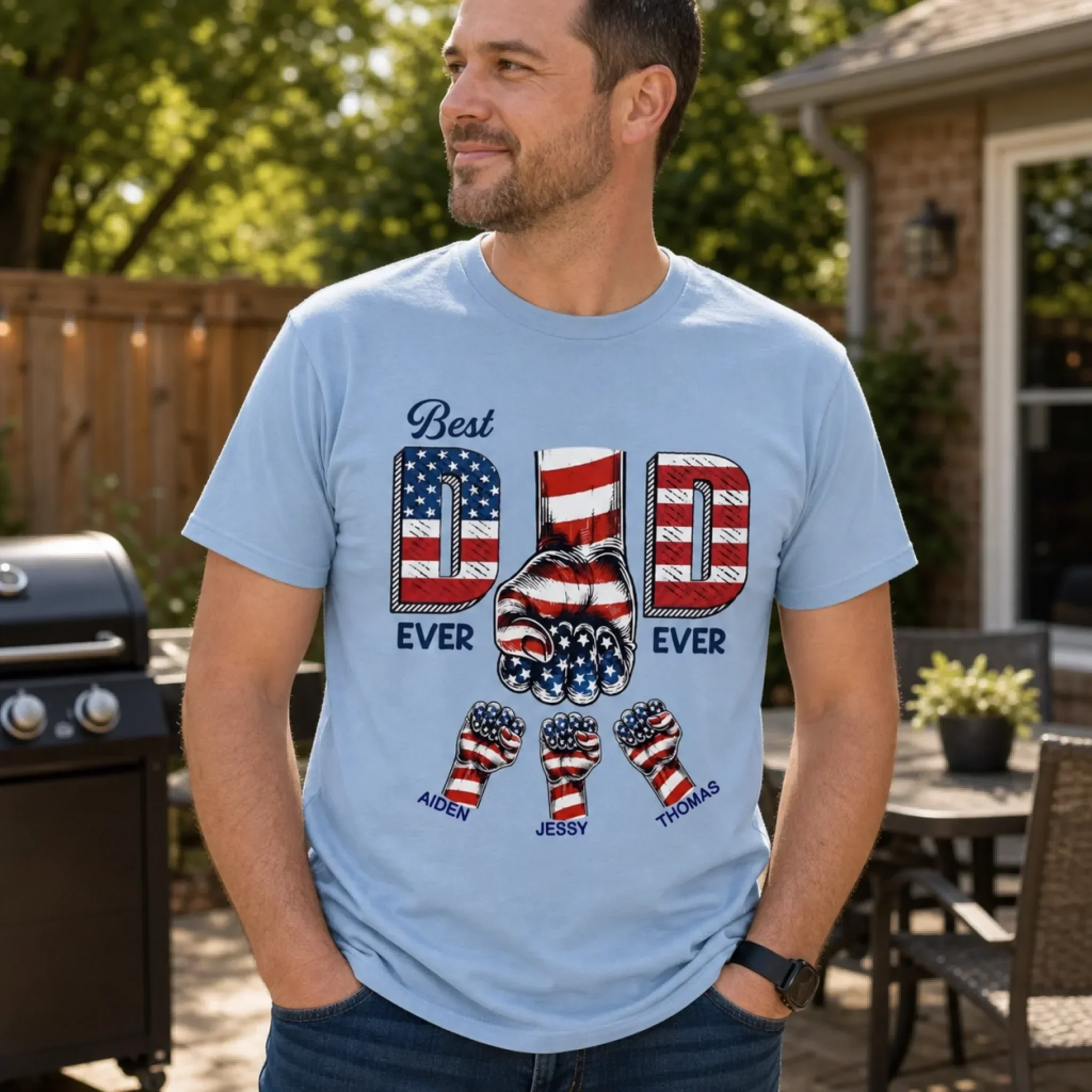 The Best Dad Ever America 250th Anniversary - Personalized Shirt - Patriotic Gift For Dad - Image 7