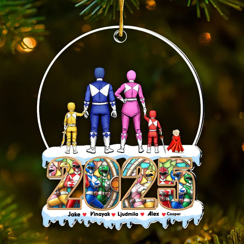 The Best Family The Best Power Ranger Team - Gift For Family Members - Personalized Acrylic Ornament  - CL21 NA94 - Image 2