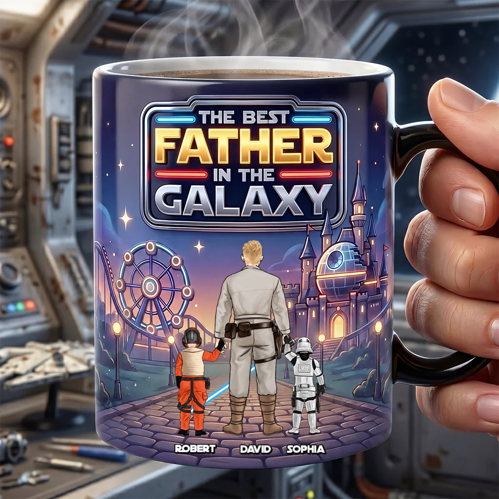 The Best Father In The Galaxy - Personalized Accent Mug - Gift For Dad, Father's Day