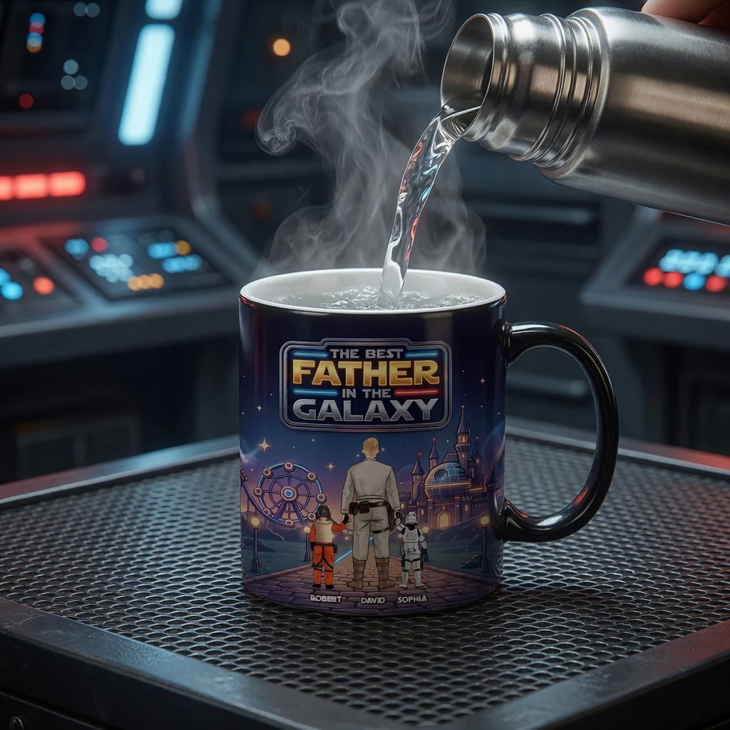 The Best Father In The Galaxy - Personalized Accent Mug - Gift For Dad, Father's Day - Image 2