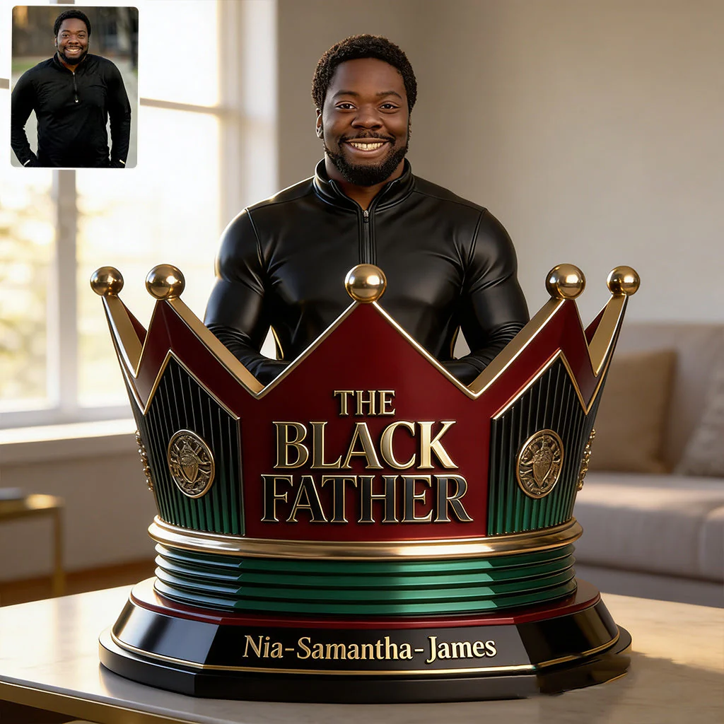 The Black Father King - Personalized Custom Photo Acrylic Plaque - Gift For Dad, Father's Day