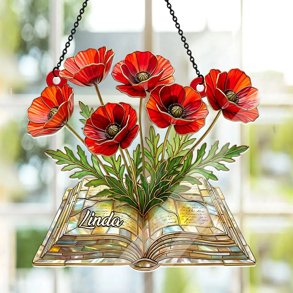 The Book of Bloom Birth Month Flower - Personalized Acrylic Suncatcher - Gift For Books Lovers - Image 2