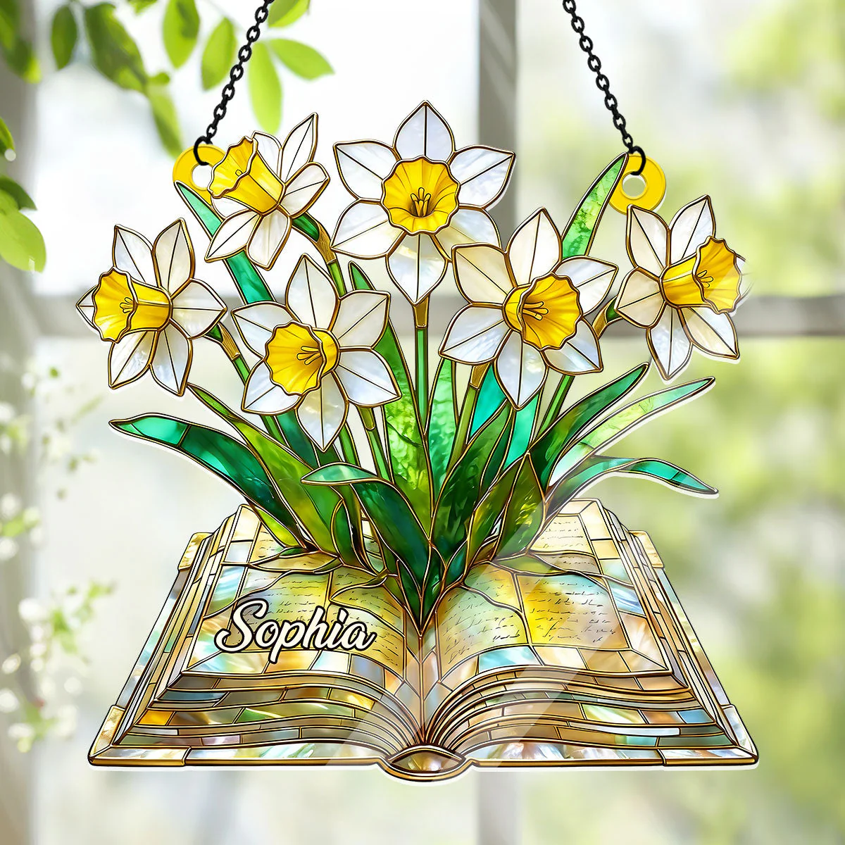 The Book of Bloom Birth Month Flower - Personalized Acrylic Suncatcher - Gift For Books Lovers - Image 3