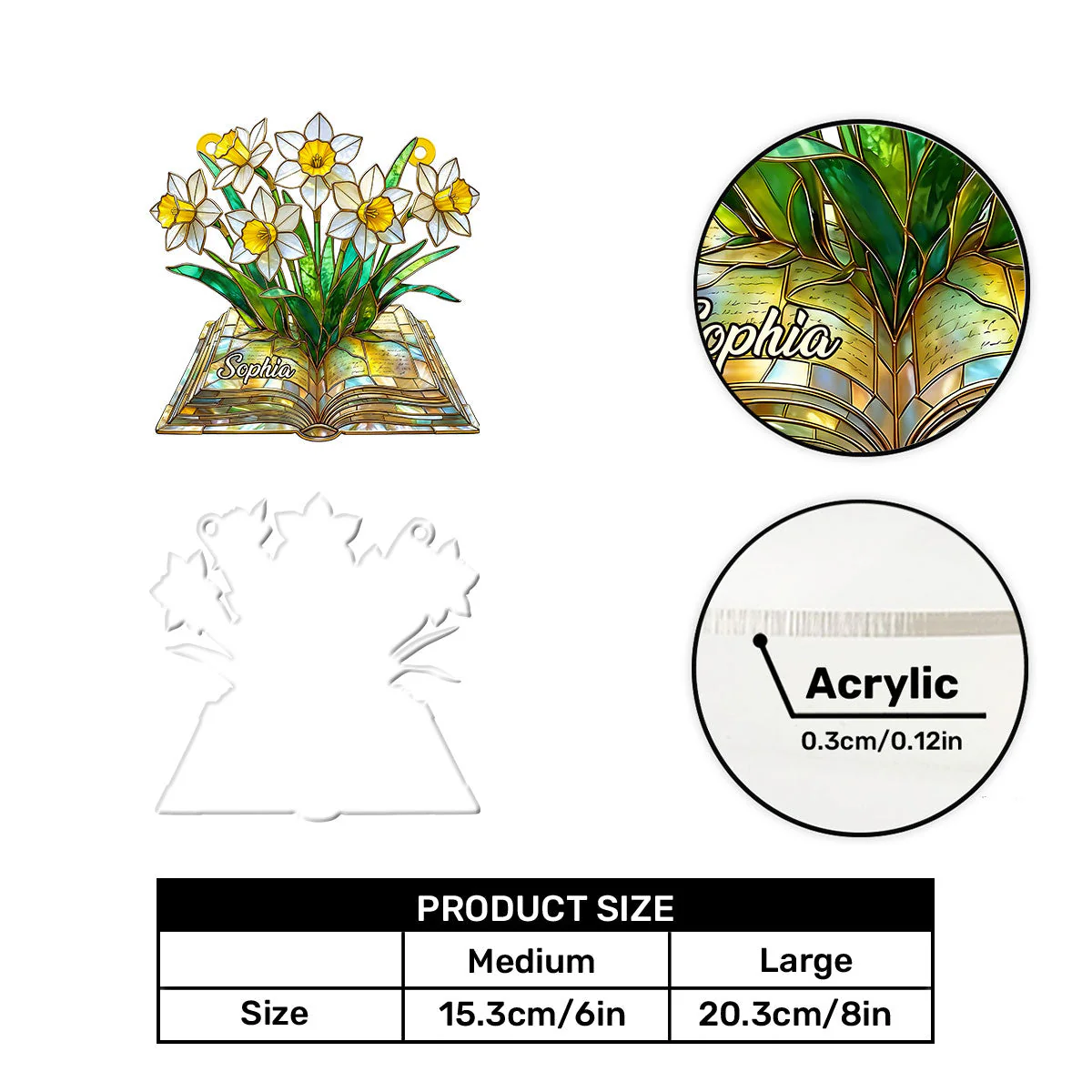 The Book of Bloom Birth Month Flower - Personalized Acrylic Suncatcher - Gift For Books Lovers - Image 4