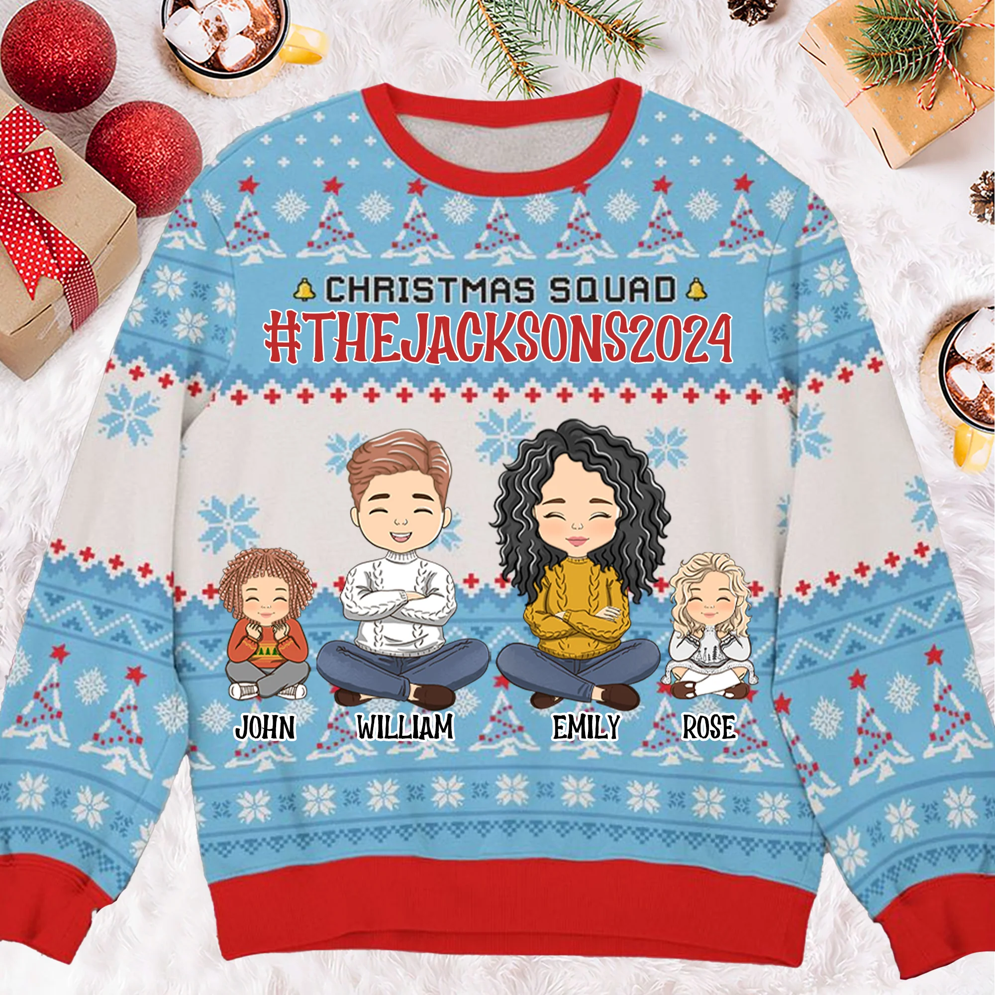 The Christmas Squad - Gift For Family Member - Personalized Ugly Sweatshirt - CL35 NA94