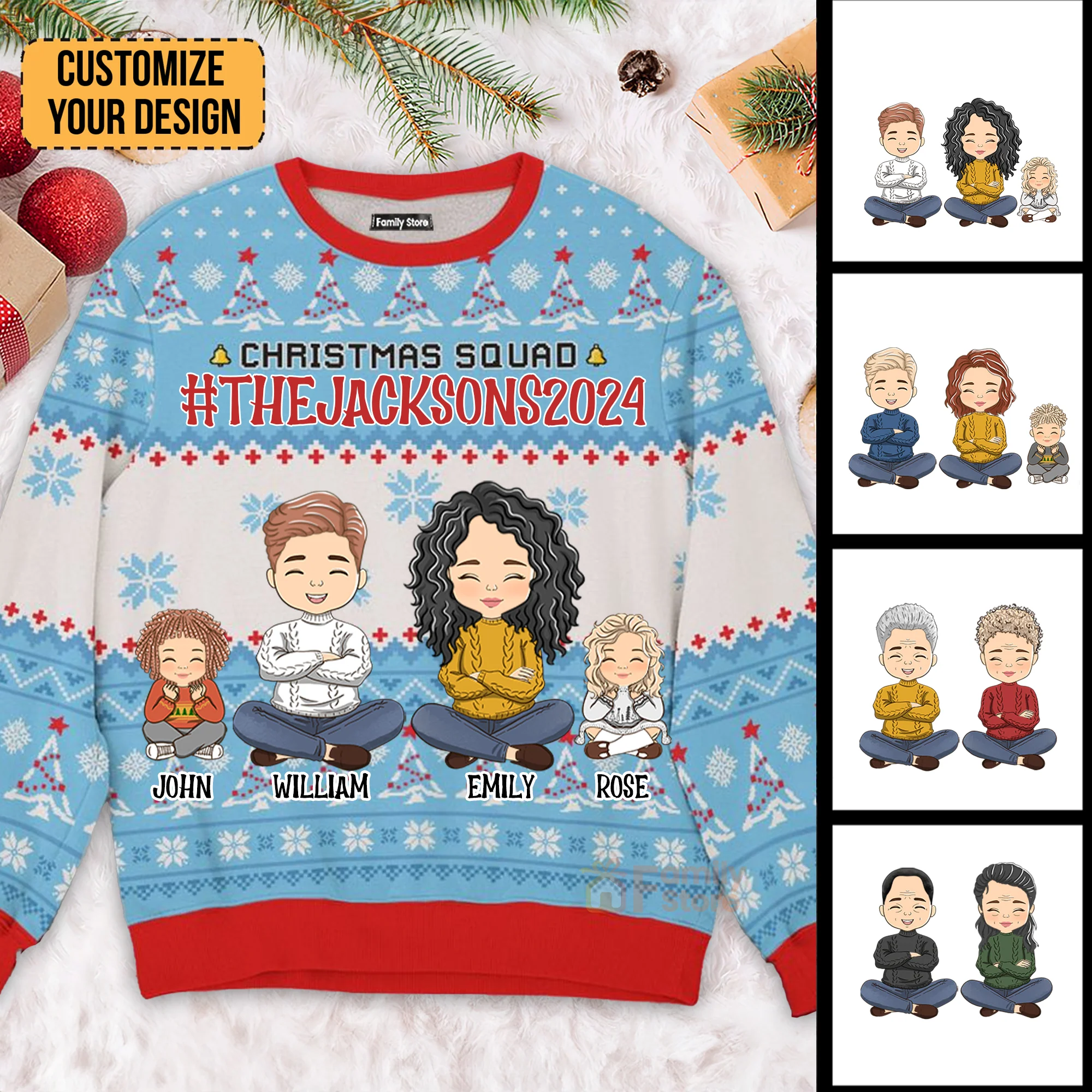 The Christmas Squad - Gift For Family Member - Personalized Ugly Sweatshirt - CL35 NA94 - Image 2