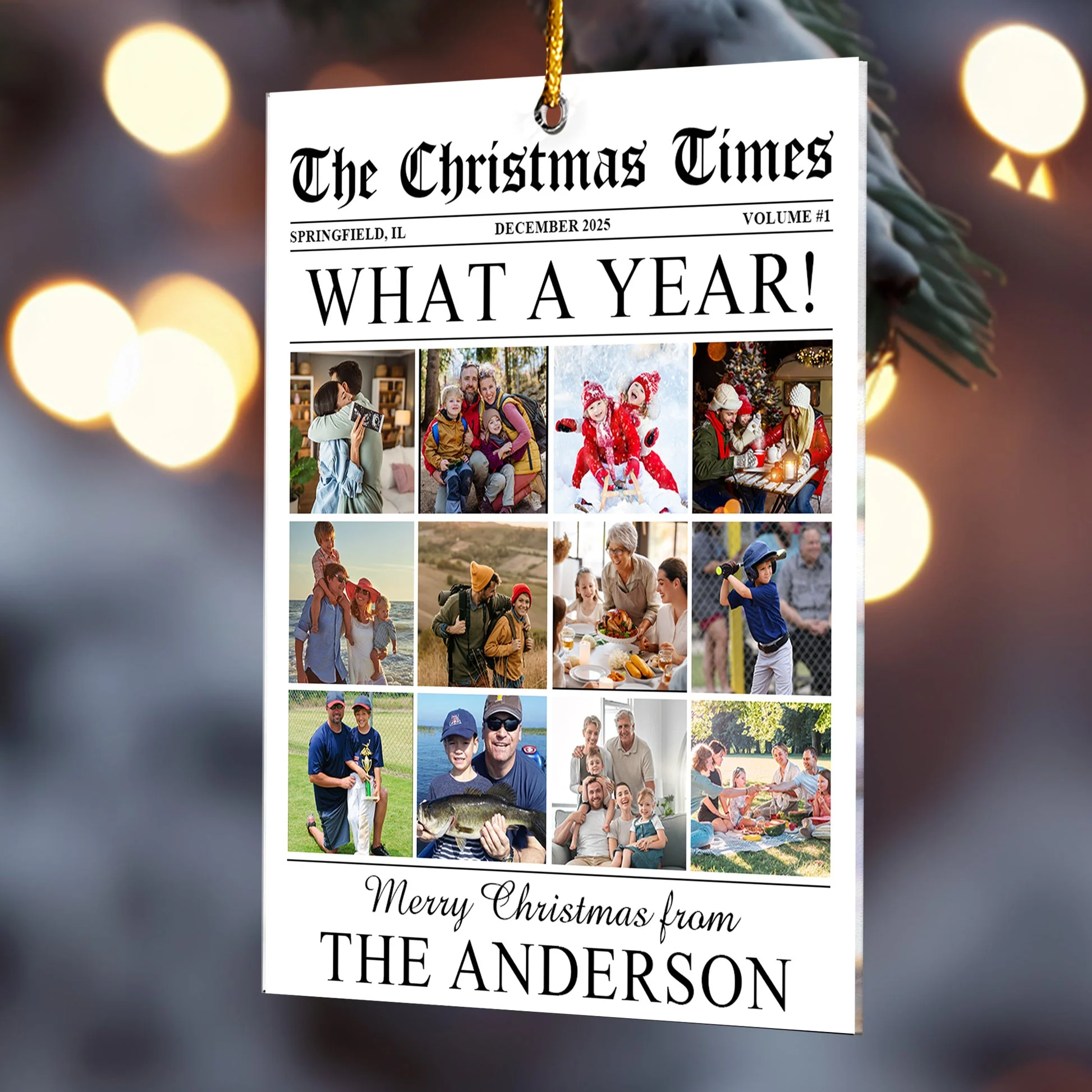 The Christmas Times Newspaper: What A Year - Personalized Acrylic Photo Ornament - Gift For Family, Friend HH01 - Image 3