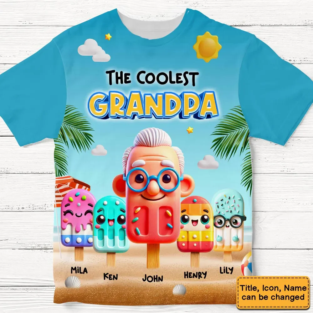 The Coolest Pop Grandpa - Personalized 3D Printed Shirt - Gift For Grandpa, Grandkids, Fathers Day NA94 - Image 4