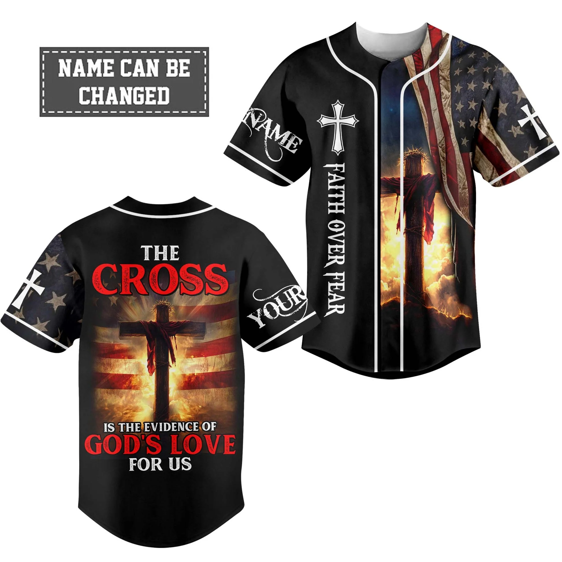 The Cross Is The Evidence Of God's Love For Us Custom Name Baseball Jersey - Christant Gift For Him