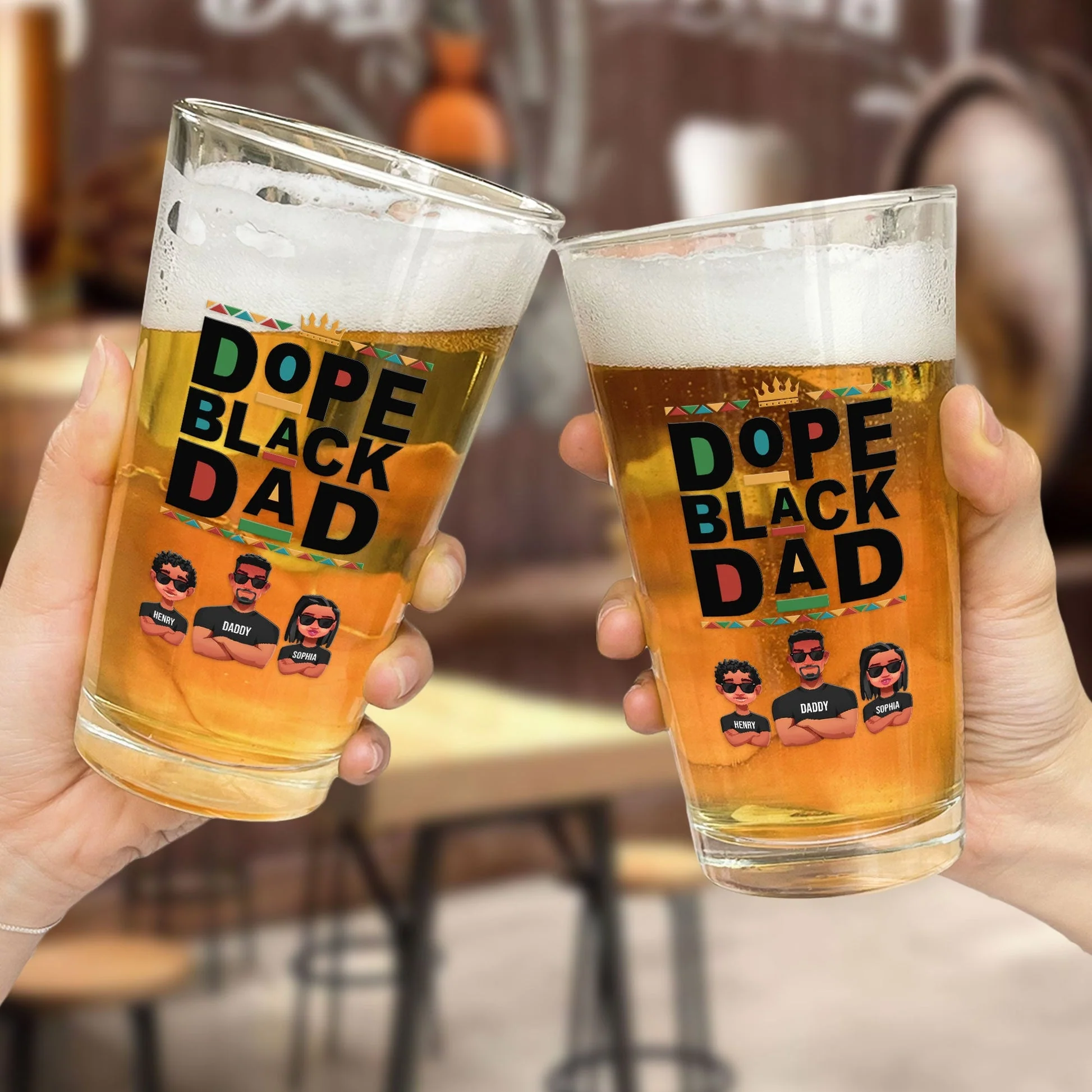 The Dope Black Dad - Personalized Beer Glass - Gift For Dad, Fathers Day, Black African  - CL50 NA94 - Image 2