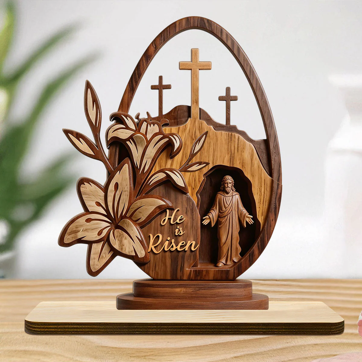 The Empty Tomb - Personalized 2-Layer Wood Plaque - Christian Gift For Him - Image 4