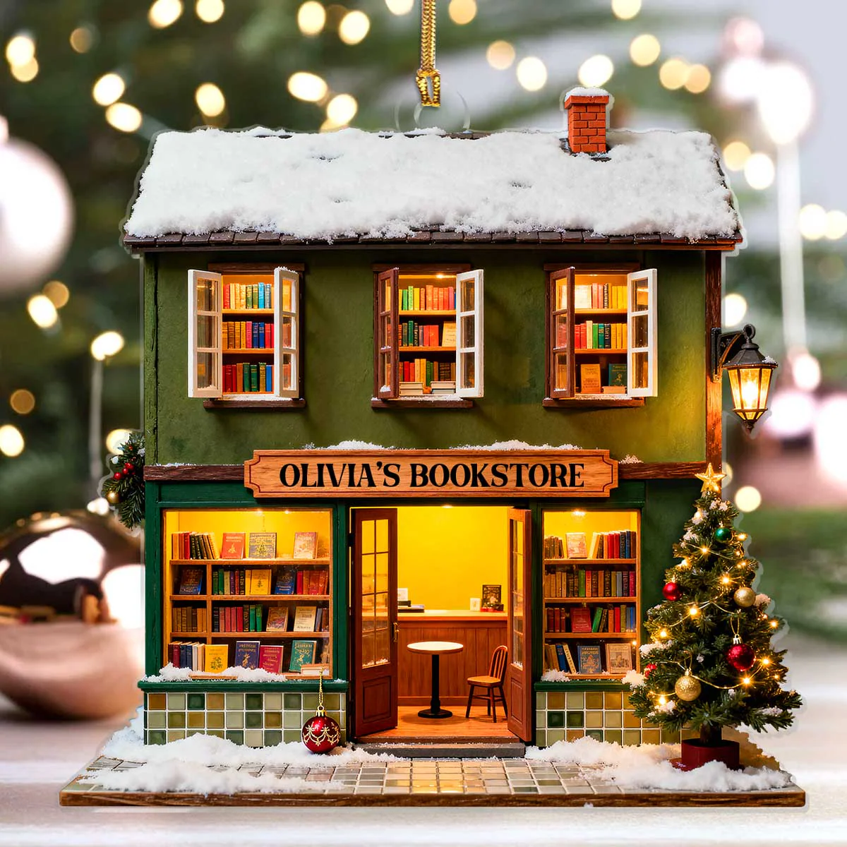 The Enchanted Bookstore - Personalized Acrylic Ornament - Christmas Gift For Book Lovers HH01 - Image 4