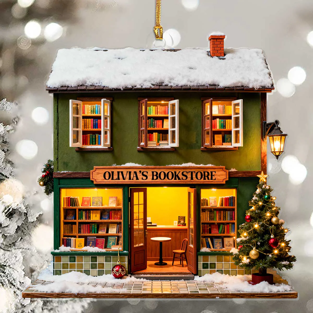 The Enchanted Bookstore - Personalized Acrylic Ornament - Christmas Gift For Book Lovers HH01 - Image 5