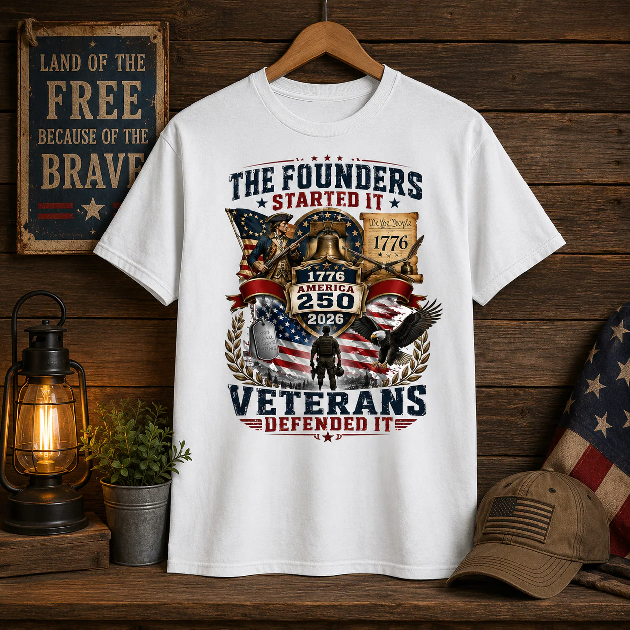 The Founders Started It Veterans Defended It America 250th Anniversary - Patriotic Shirt - Gift For Patriots - Image 4