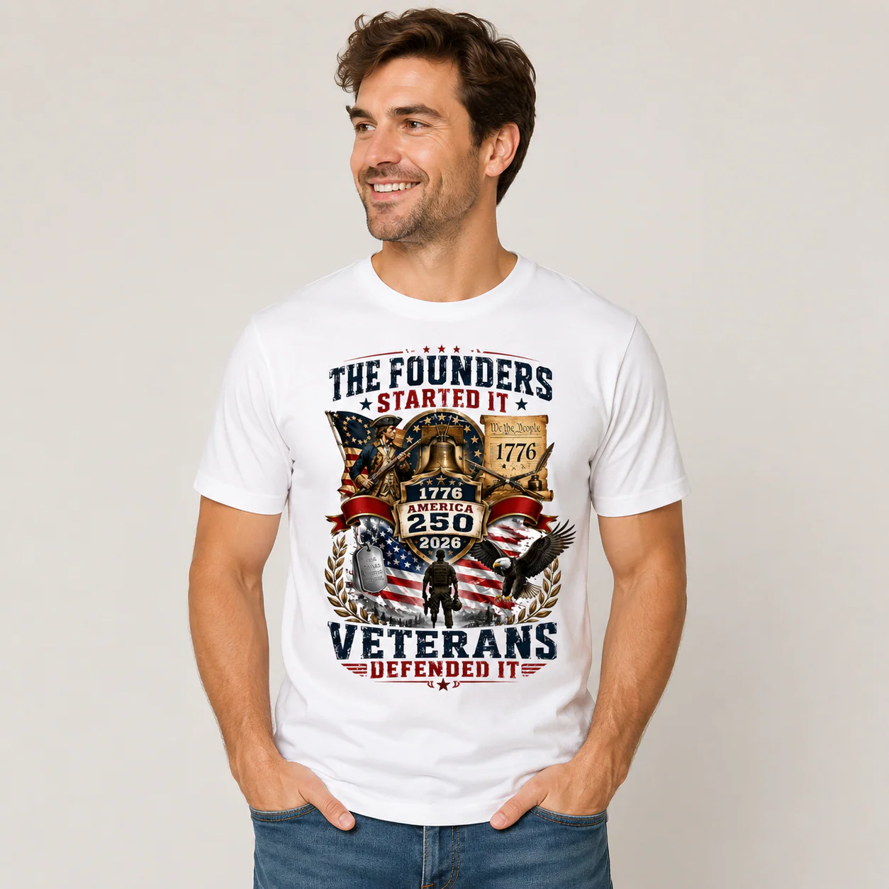 The Founders Started It Veterans Defended It America 250th Anniversary - Patriotic Shirt - Gift For Patriots - Image 5