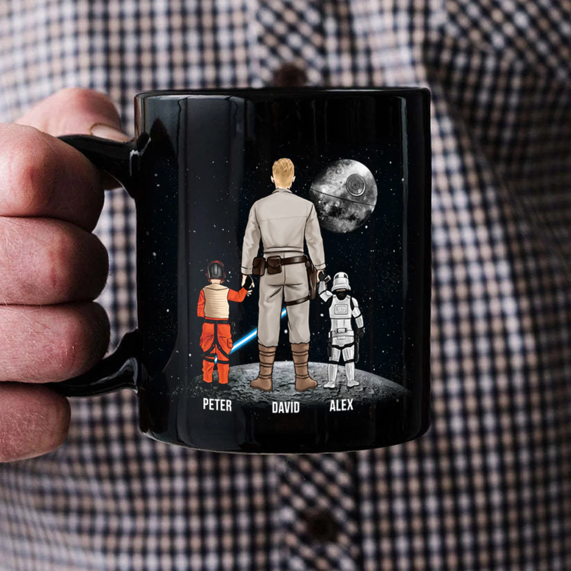 Stwa The Galaxy Of Me And My Dad - Gift For Father's Day - Personalized Black Mug - Image 2