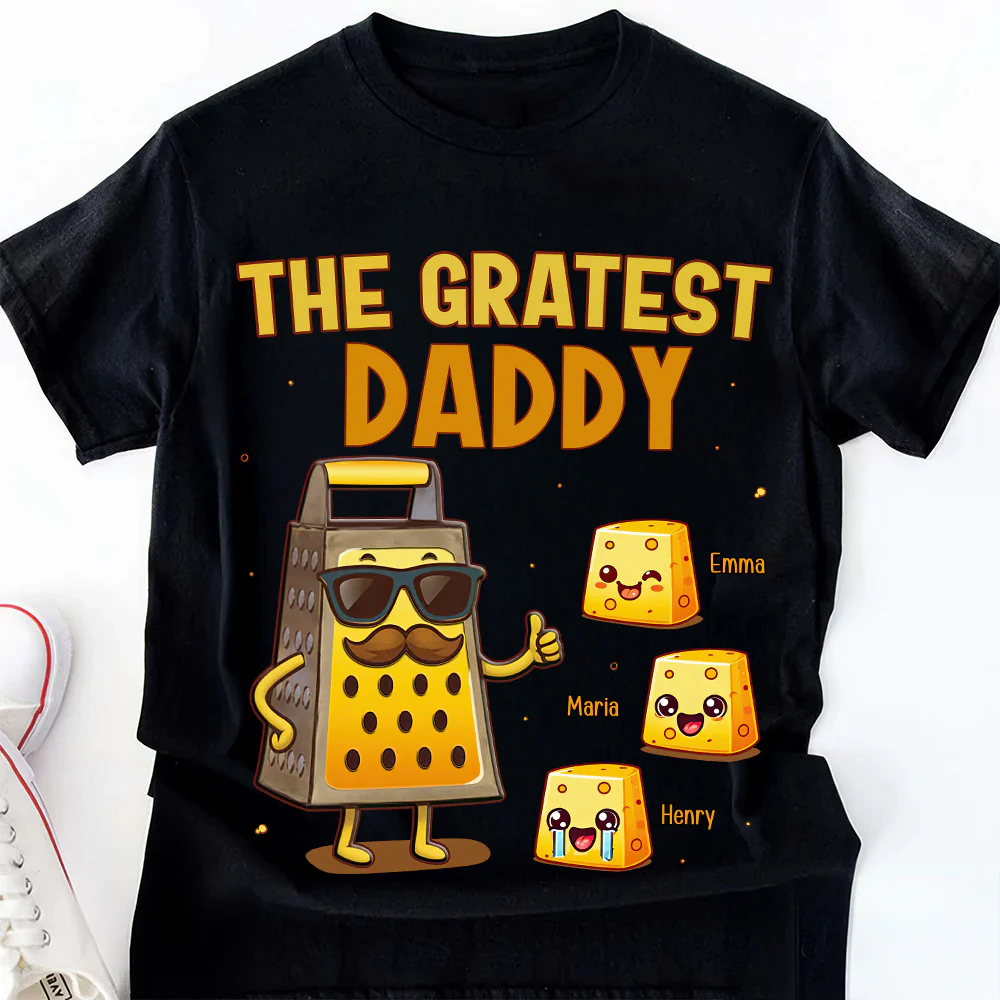 The Gratest Daddy Cheese Pattern - Personalized Shirt - Gift For Dad, Grandpa, Father's Day NA94 - Image 2