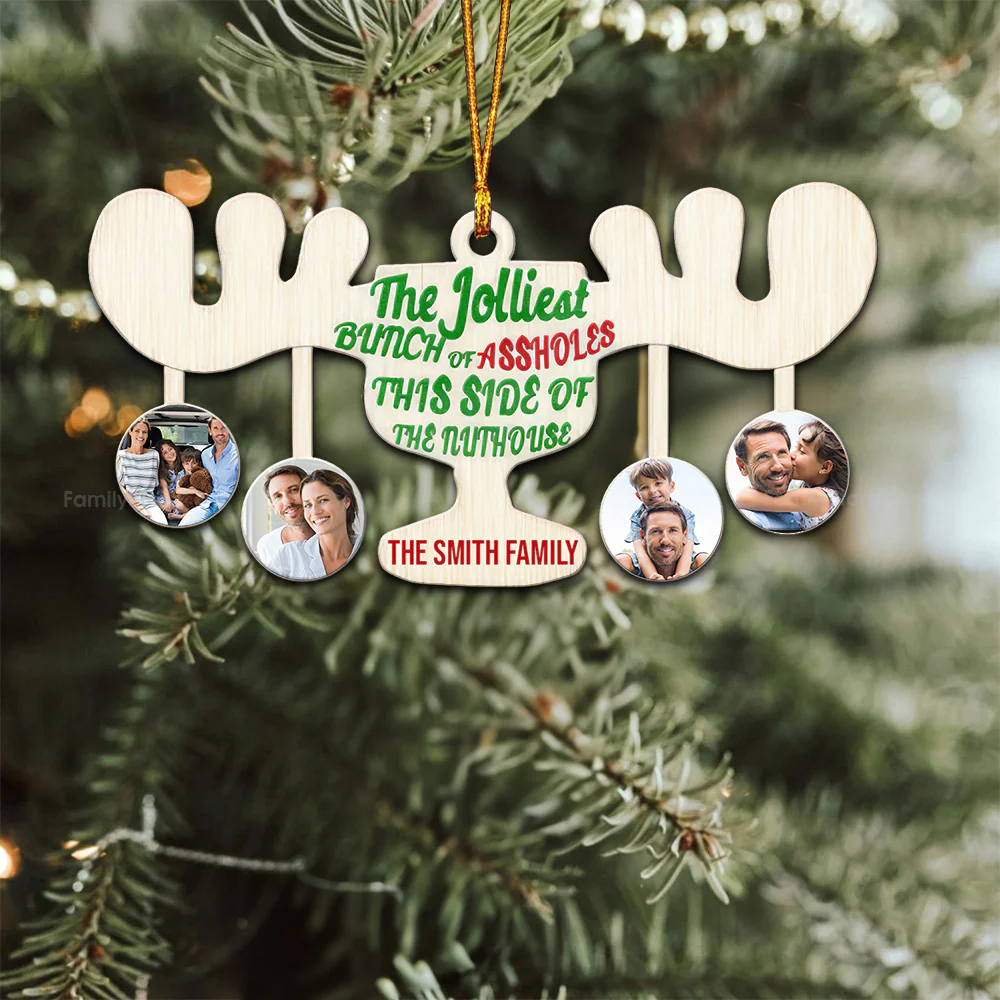 The Jolliest Bunch Of Assholes - Funny Gift For Family - Personalized Wood Ornament - NA94 - Image 3