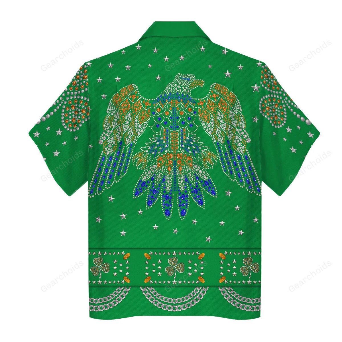 Celebrating the King: Elvis Presley Green - Costume Cosplay Hawaiian Shirt CSELV025 - Image 2