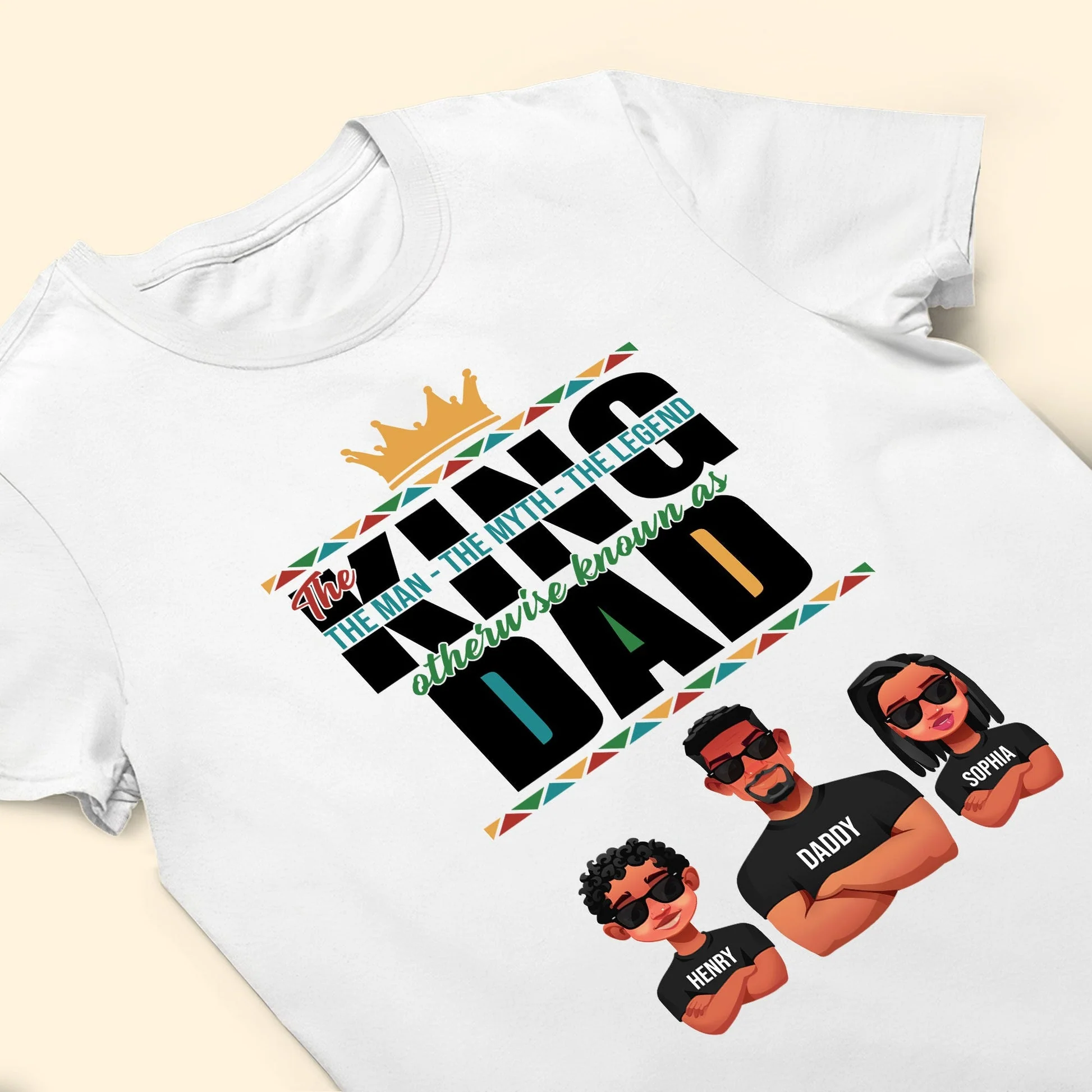 The King The Man The Myth The Legend - Personalized Shirt - Gift For Dad, Fathers Day, Black African  -CL50 NA94 - Image 3