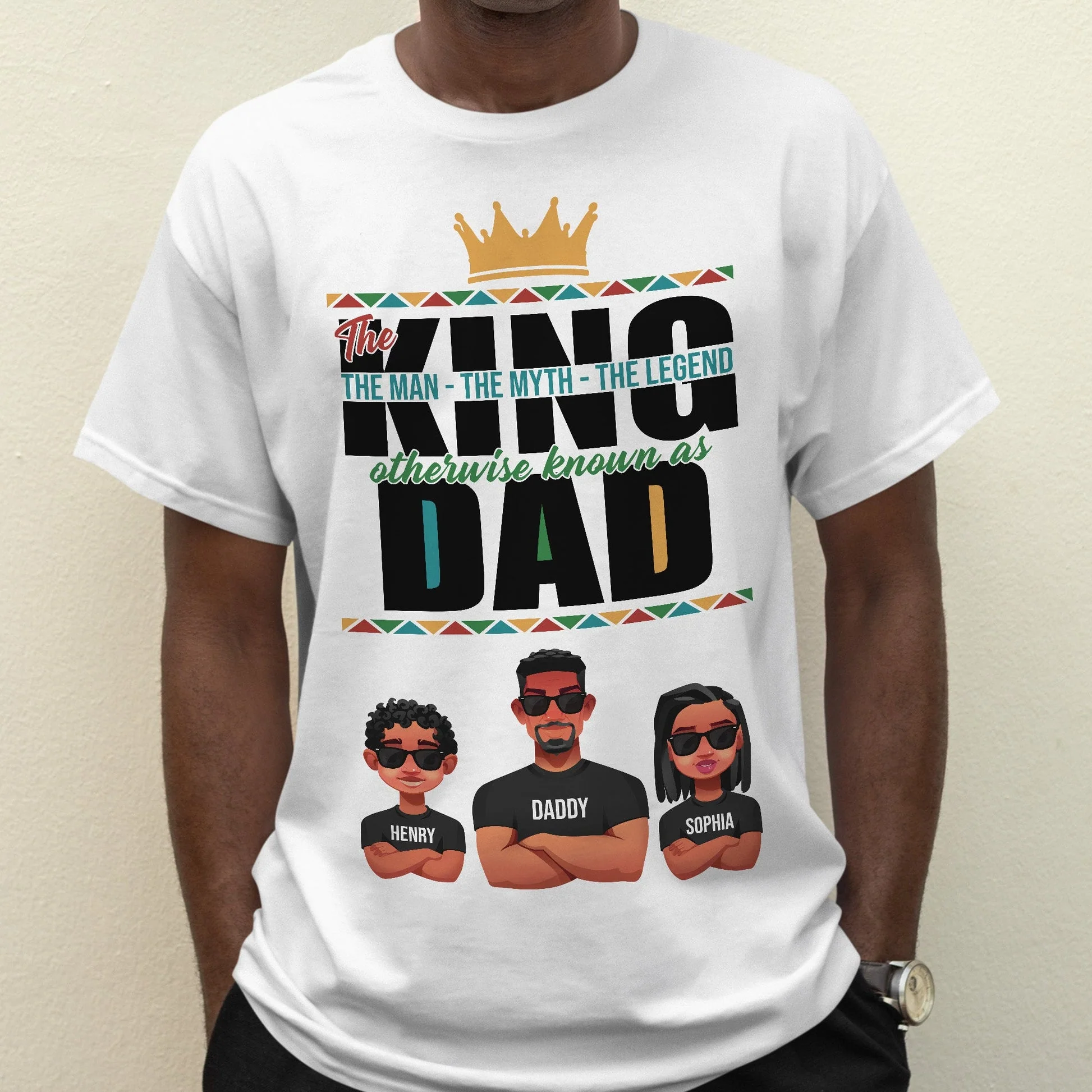 The King The Man The Myth The Legend - Personalized Shirt - Gift For Dad, Fathers Day, Black African  -CL50 NA94 - Image 4