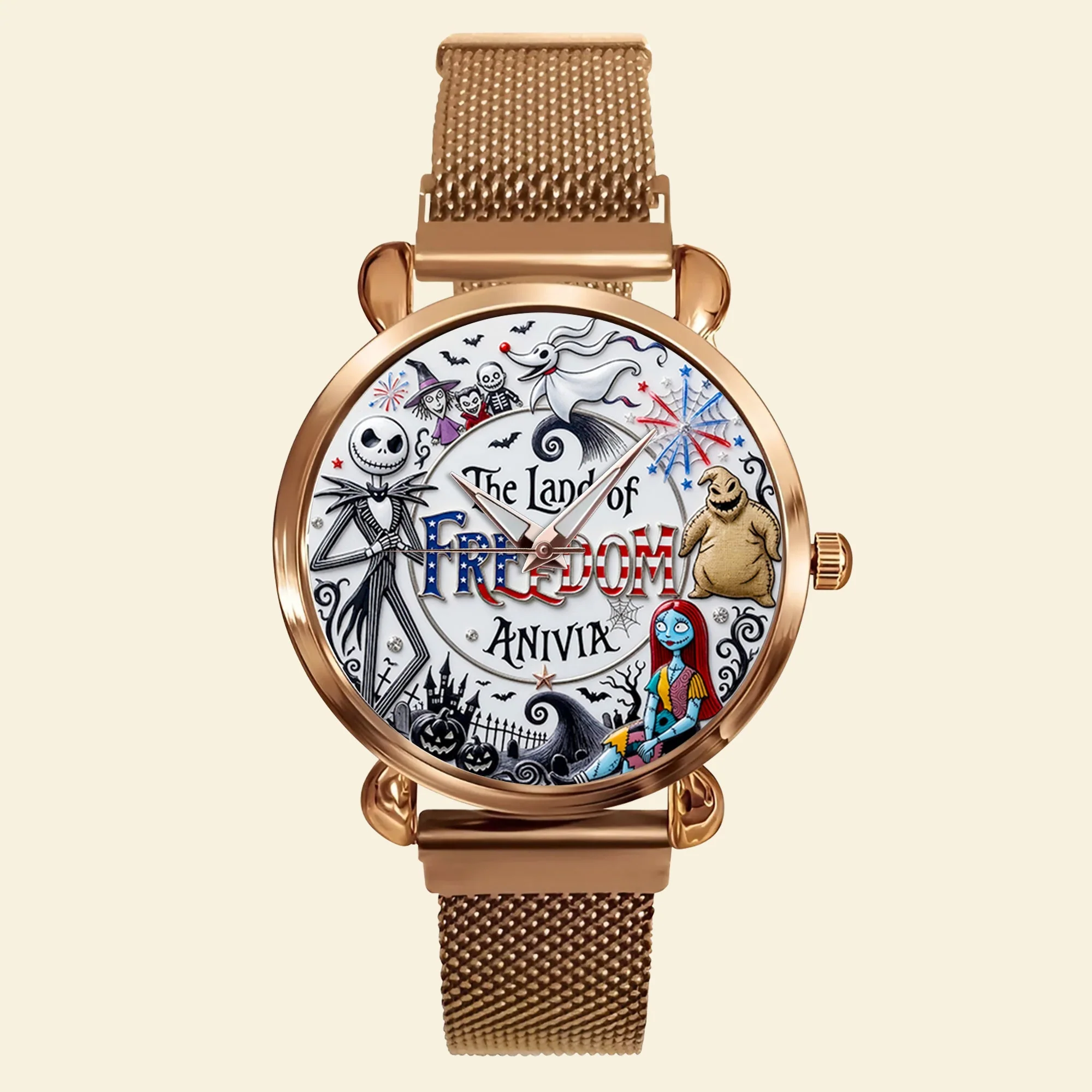 The Land Of Freedom - Personalized Women Hand Watch - Gift For Her, Patriots - Spooky HH01 - Image 4