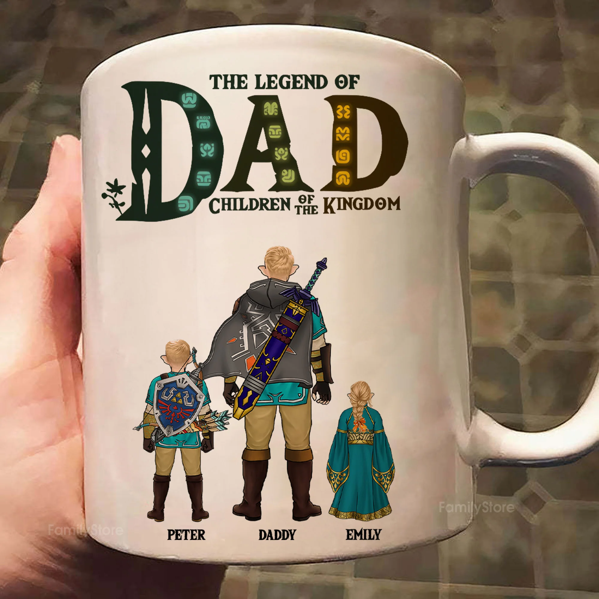 The Legend Of Dad CHildren Of The Kingdom Zelda - Personalized Mug - Gift for Dad, Grandpa, Husband | CL07 NH96 - Image 2