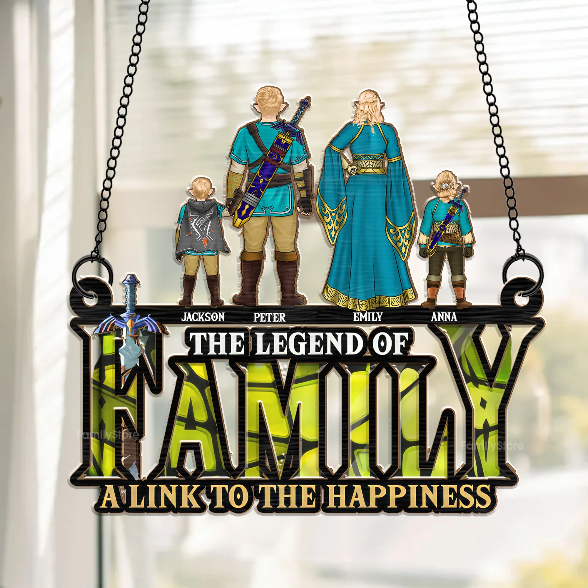 The Legend Of Family A Link To The Happiness - Personalized Window Window Hanging Suncatcher Ornament - Gift For Family Memmber - CL07 NH96