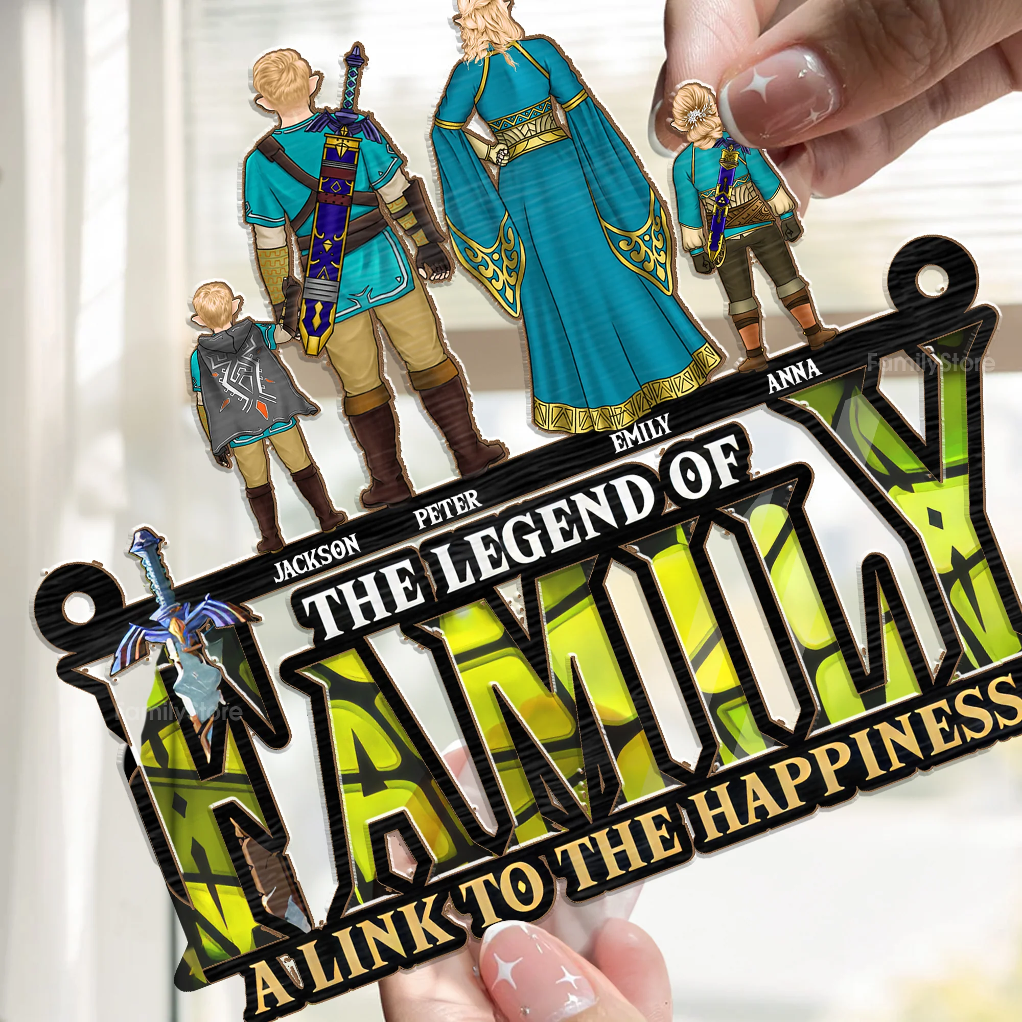 The Legend Of Family A Link To The Happiness - Personalized Window Window Hanging Suncatcher Ornament - Gift For Family Memmber - CL07 NH96 - Image 2
