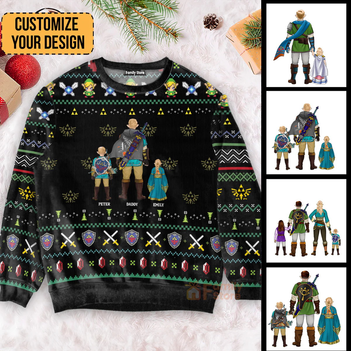 The Legend Of Zelda Christmas - Gift for Dad, Grandpa, Husband - Personalized Ugly Sweatshirt - CL07 NH96 - Image 4
