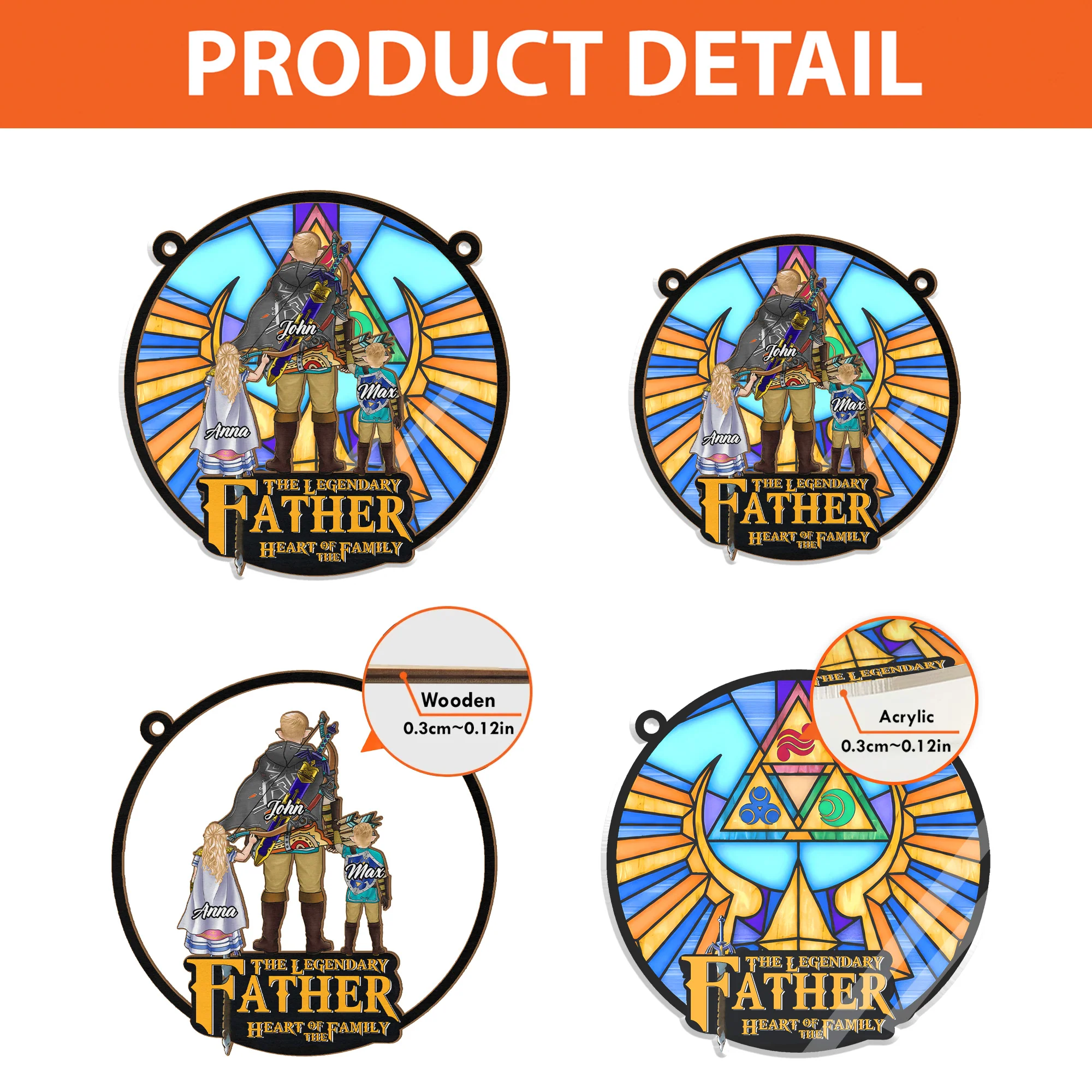 The Legendary Father Heart Of The Family - Personalized Window Hanging Suncatcher Ornament - Gift for Dad, Husband | CL07 NH96 - Image 4