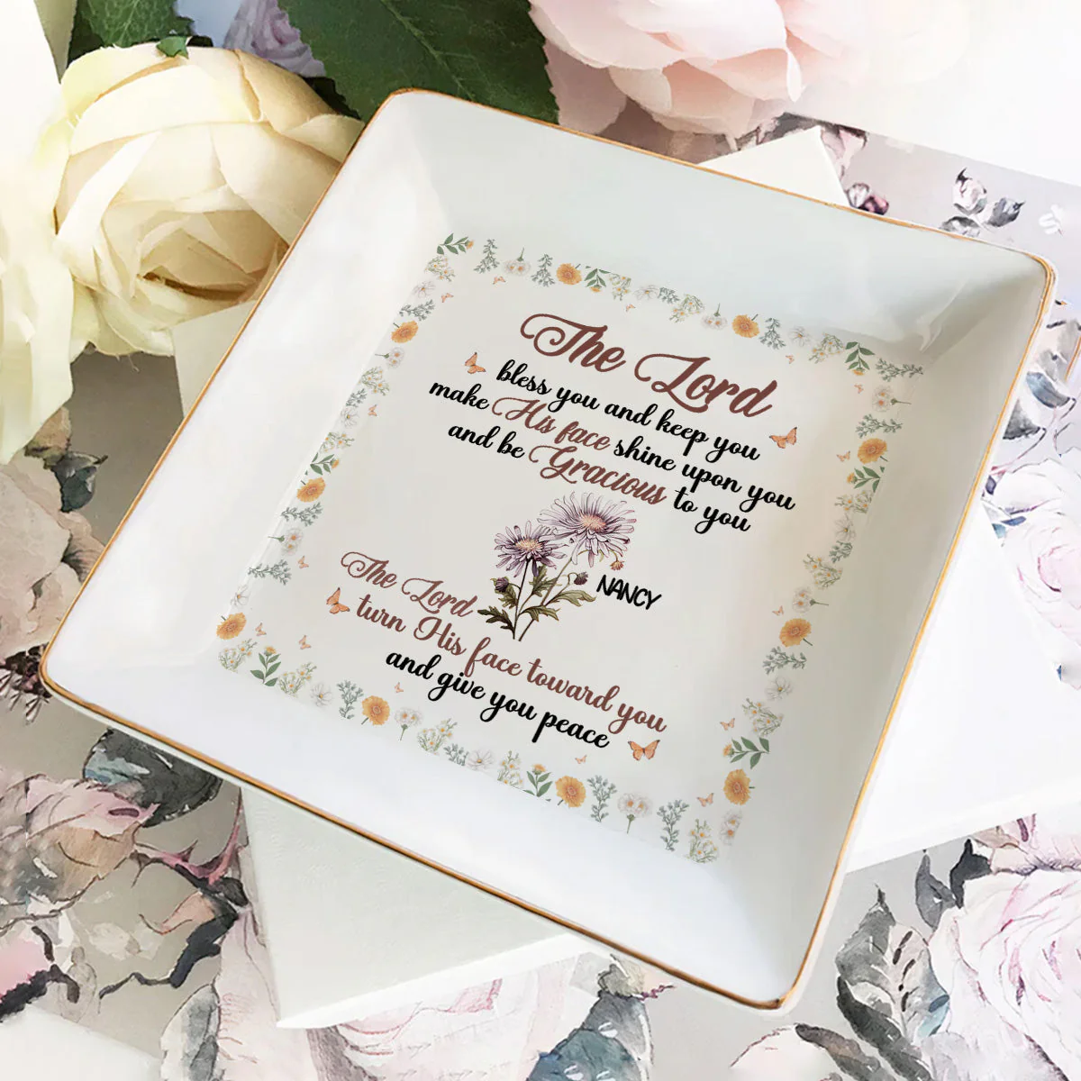The Lord Bless You And Keep You - Personalized Jewelry Dish - Gift For Grandma, Mom, Girlfriend, Wife, Bestie, Sister NH96 - Image 2