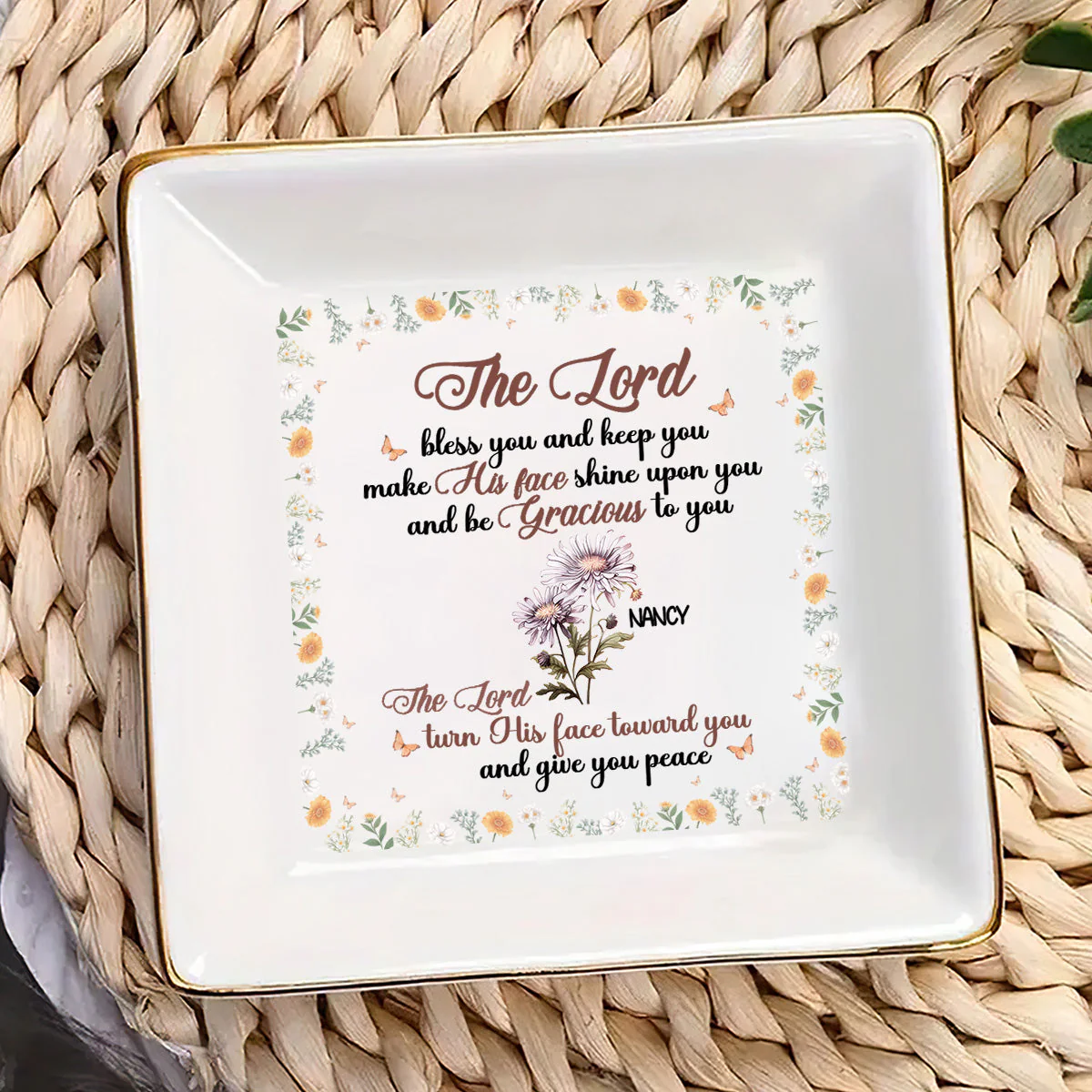The Lord Bless You And Keep You - Personalized Jewelry Dish - Gift For Grandma, Mom, Girlfriend, Wife, Bestie, Sister NH96 - Image 3