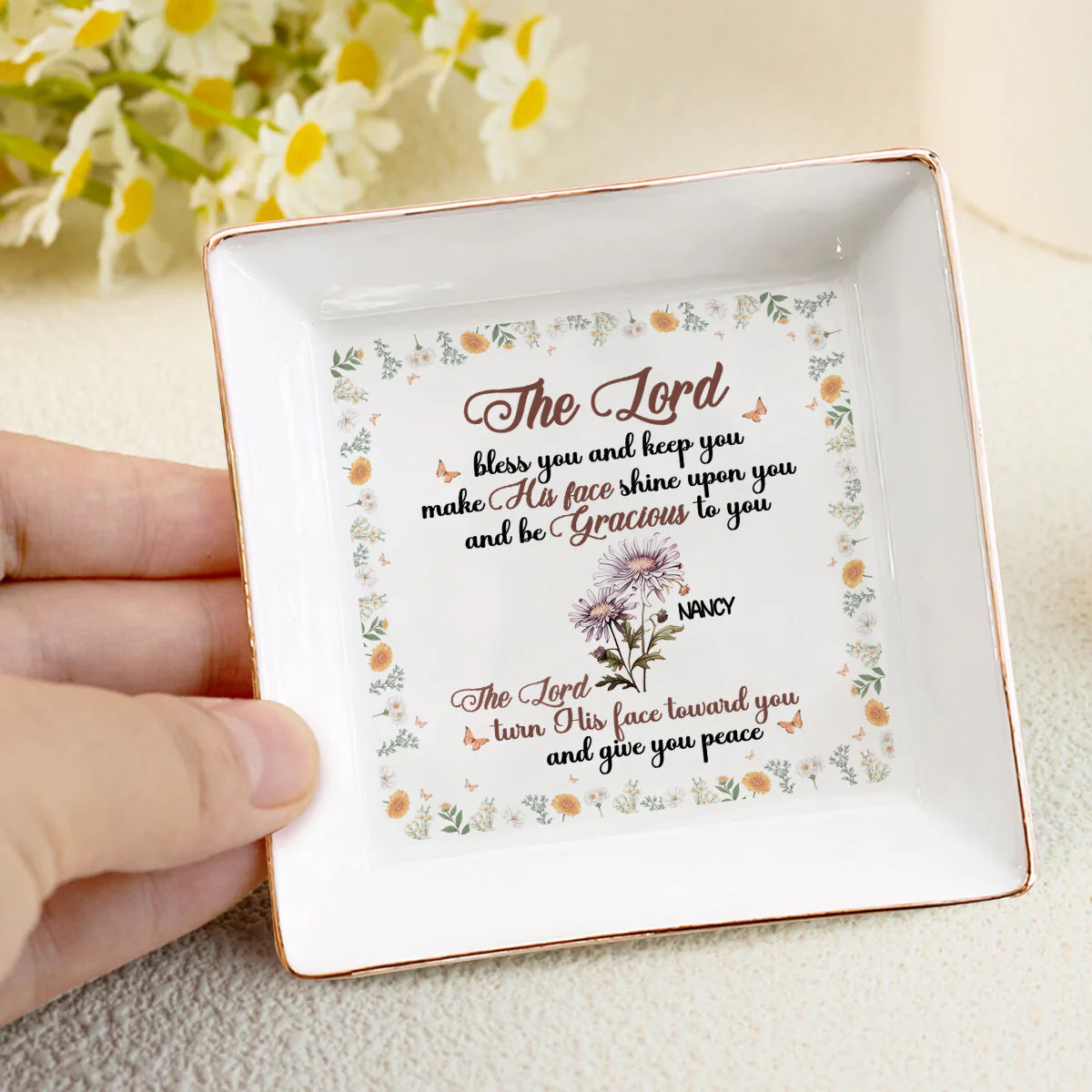 The Lord Bless You And Keep You - Personalized Jewelry Dish - Gift For Grandma, Mom, Girlfriend, Wife, Bestie, Sister NH96 - Image 4