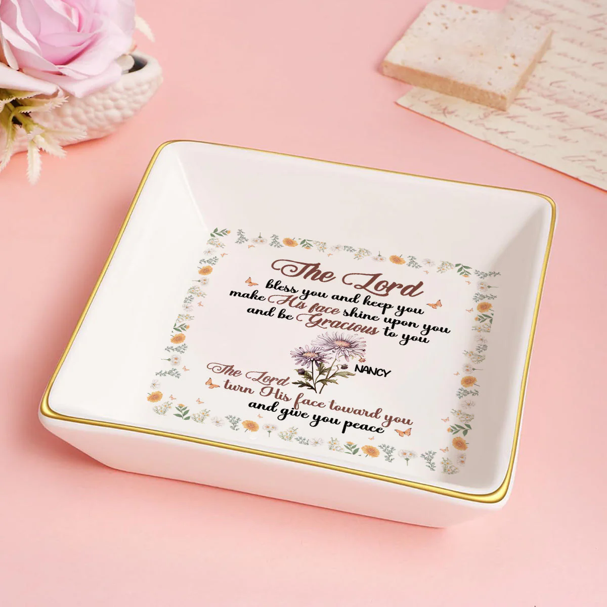 The Lord Bless You And Keep You - Personalized Jewelry Dish - Gift For Grandma, Mom, Girlfriend, Wife, Bestie, Sister NH96 - Image 5