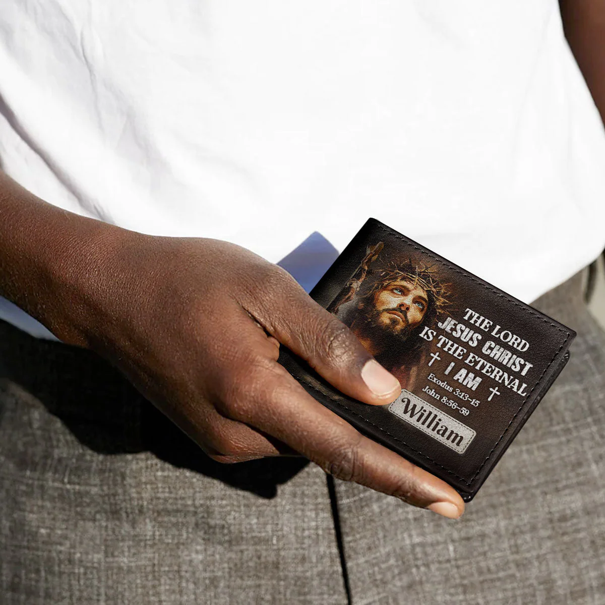 The Lord Jesus Christ Is The Eternal I Am - Personalized Folded Wallet For Men - Image 3