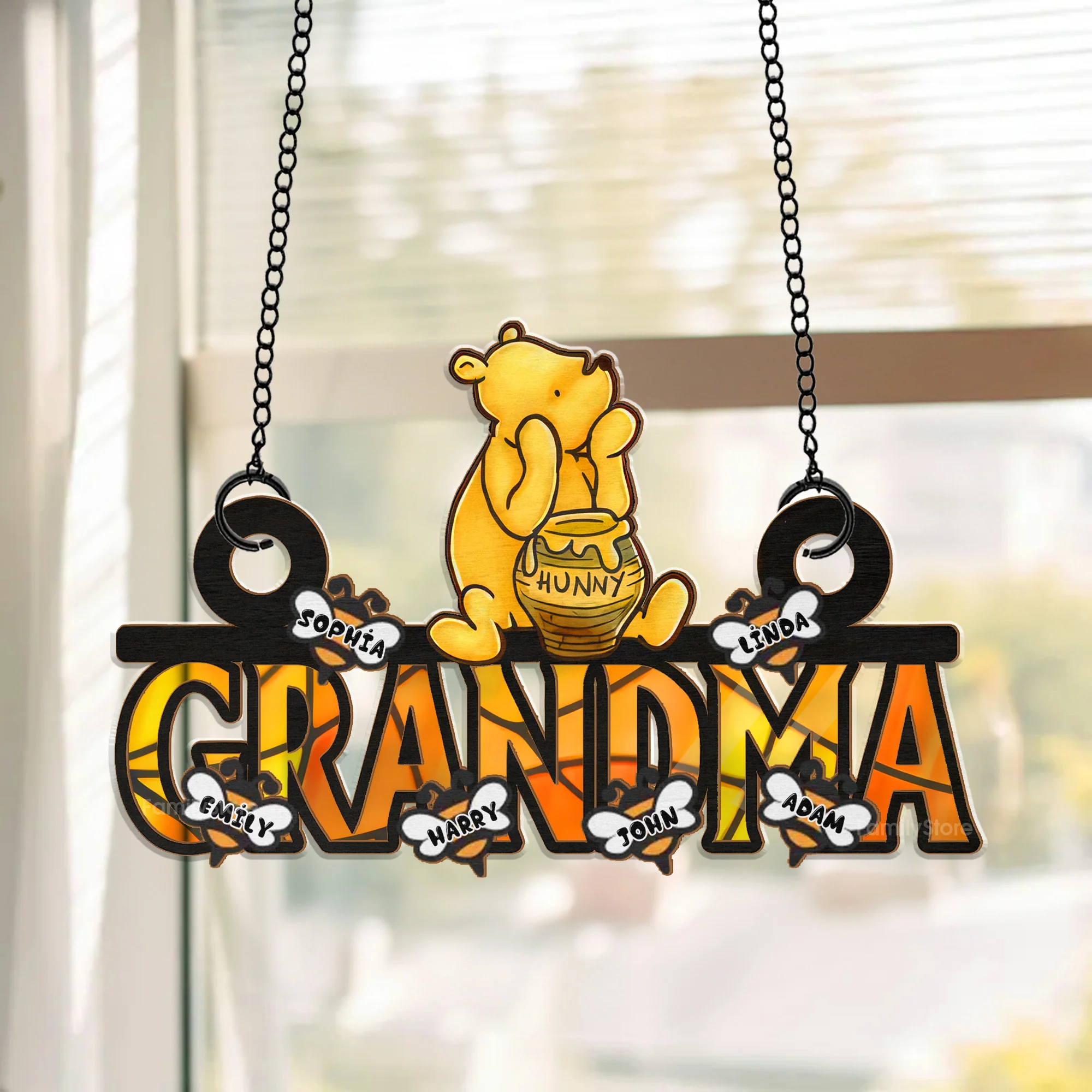 The Love Between A Grandma And Grandchild Is Forever - Personalized Window Hanging Window Hanging Suncatcher Ornament - Gift For Mom, Mother's Day | NA94