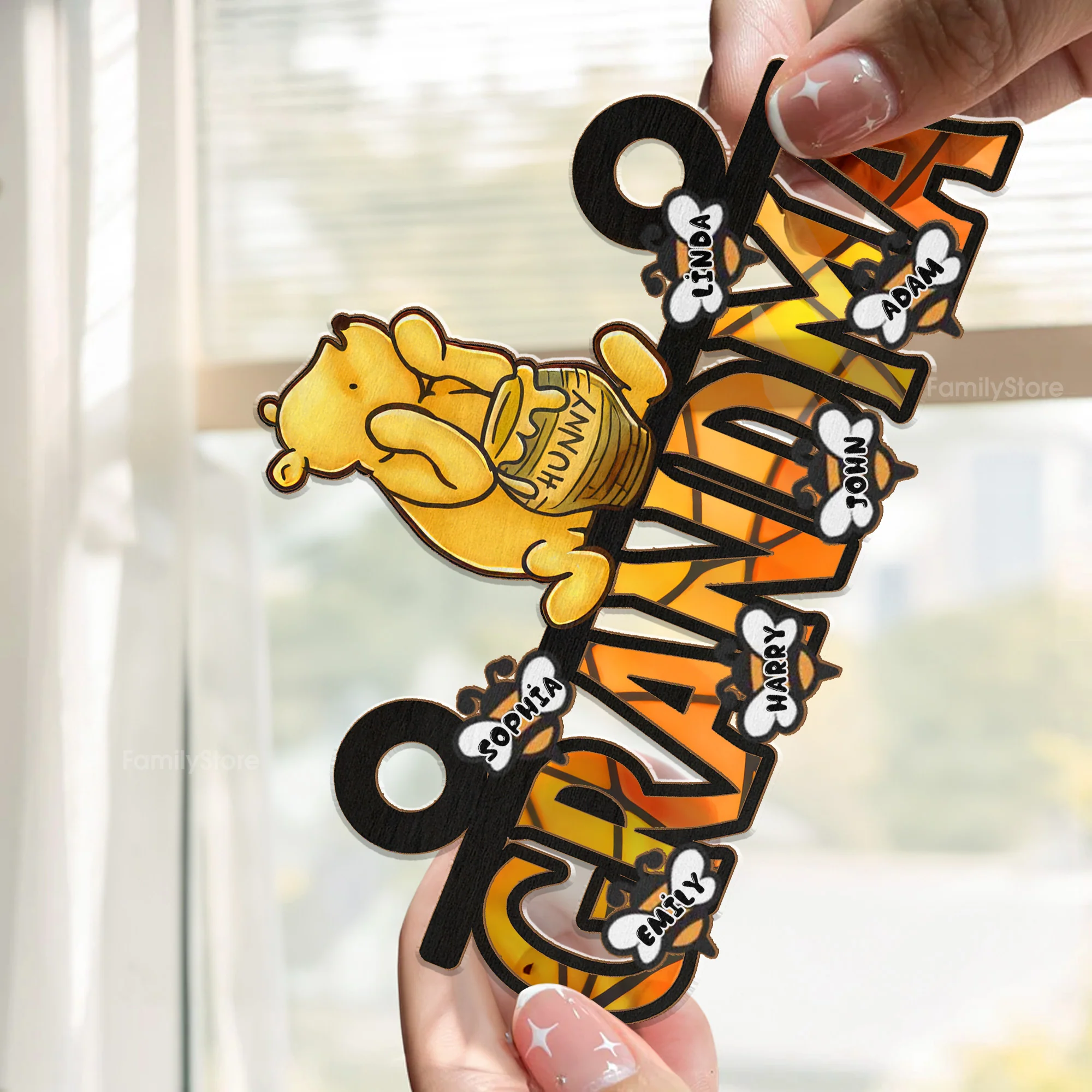 The Love Between A Grandma And Grandchild Is Forever - Personalized Window Hanging Window Hanging Suncatcher Ornament - Gift For Mom, Mother's Day | NA94 - Image 2