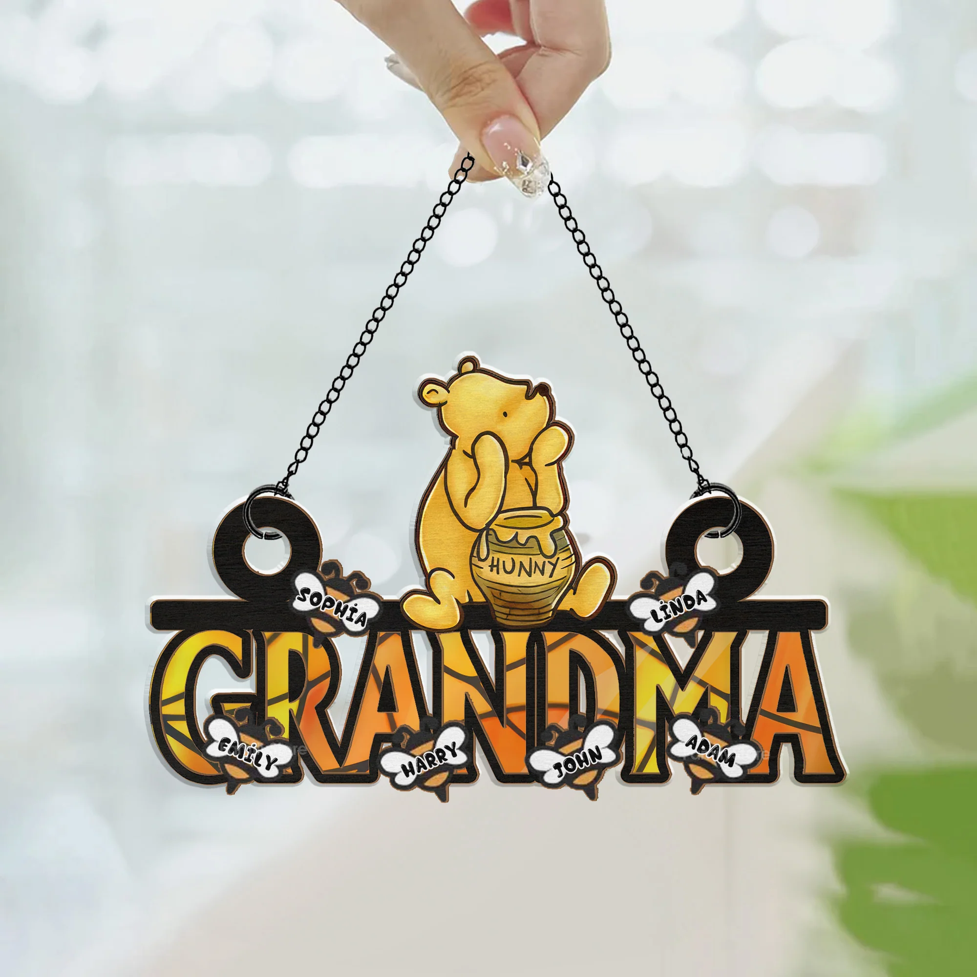 The Love Between A Grandma And Grandchild Is Forever - Personalized Window Hanging Window Hanging Suncatcher Ornament - Gift For Mom, Mother's Day | NA94 - Image 3