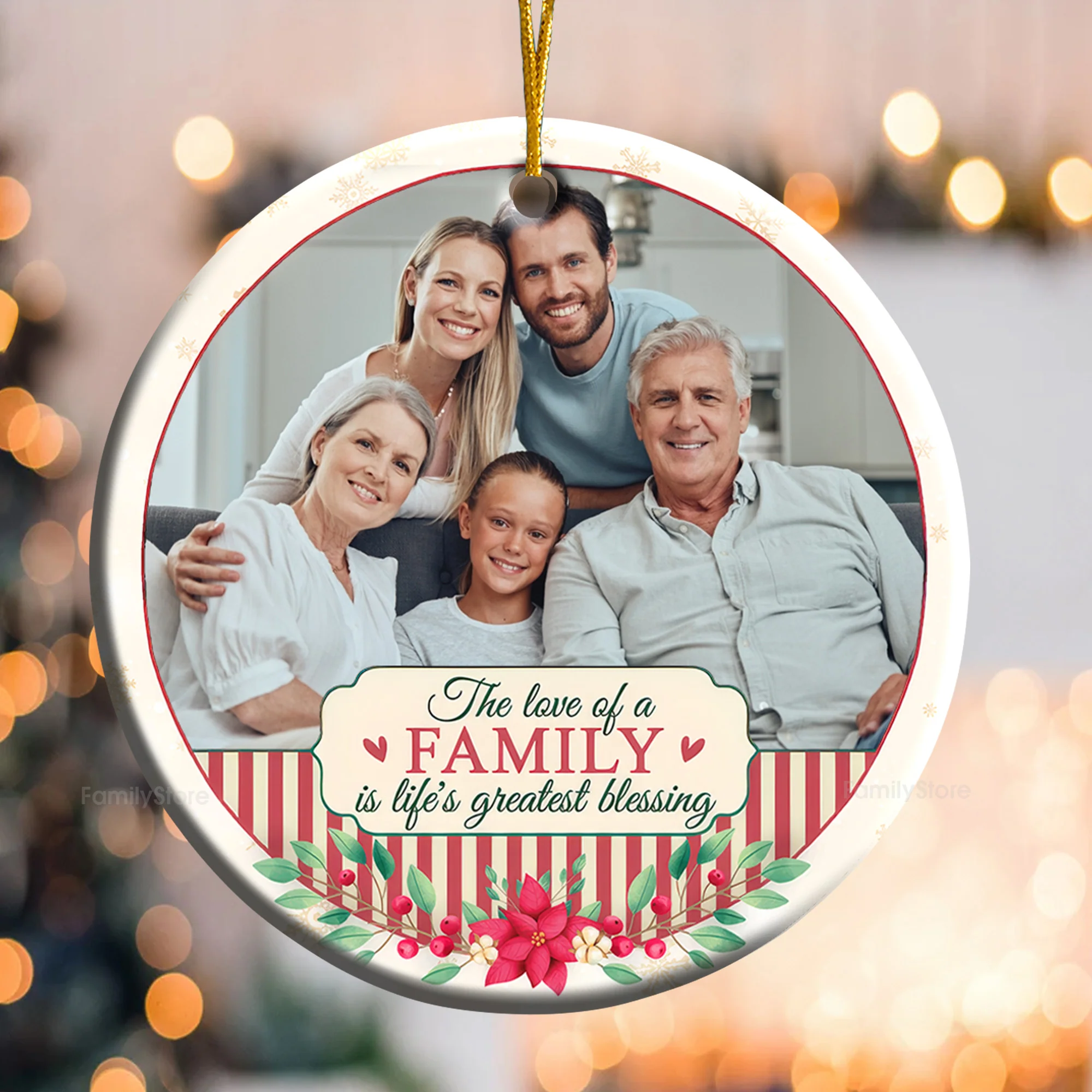The Love Of A Family IsThe Life's Blessing - Gift For Family - Personalized Ceramic Ornament - NA94 - Image 3