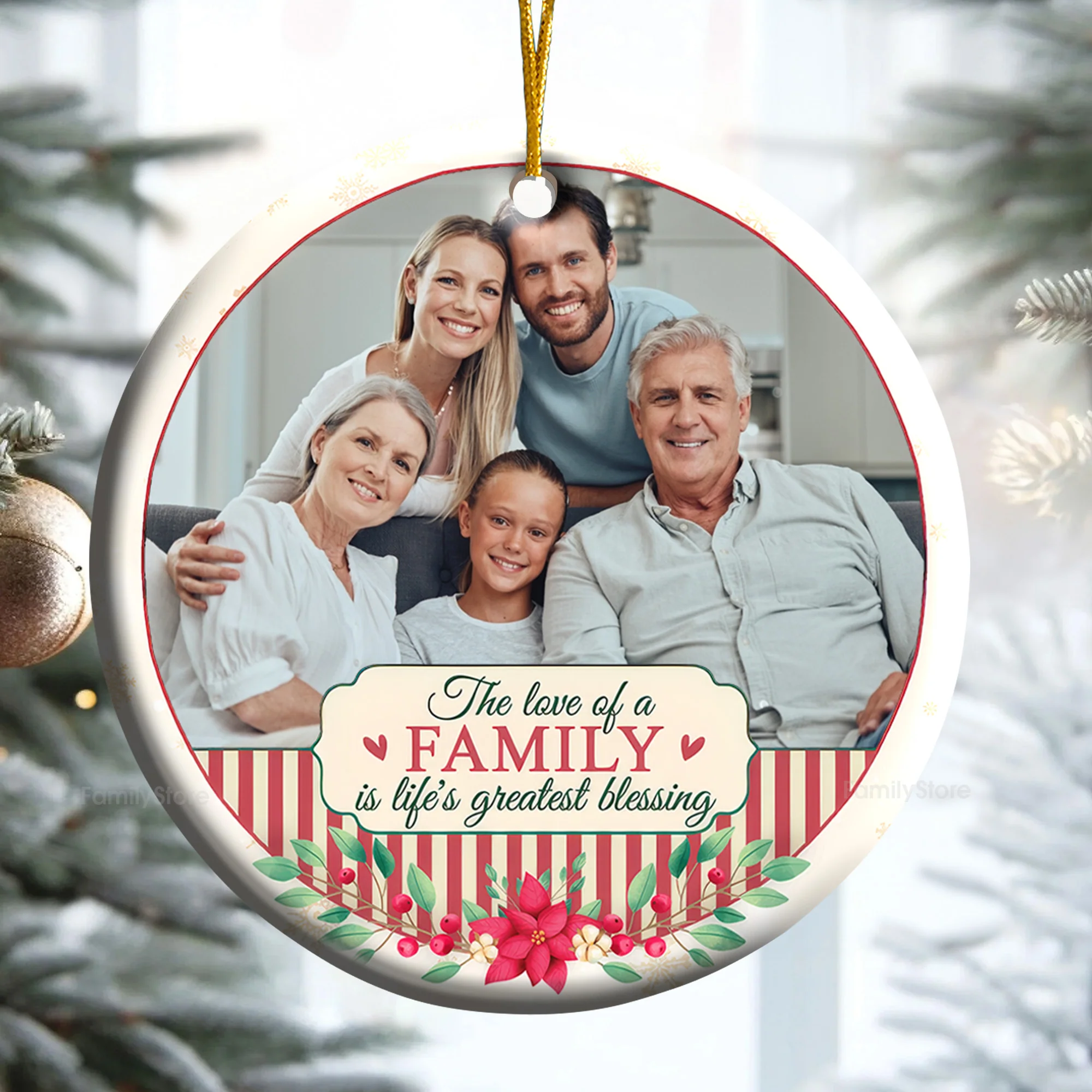 The Love Of A Family IsThe Life's Blessing - Gift For Family - Personalized Ceramic Ornament - NA94 - Image 4