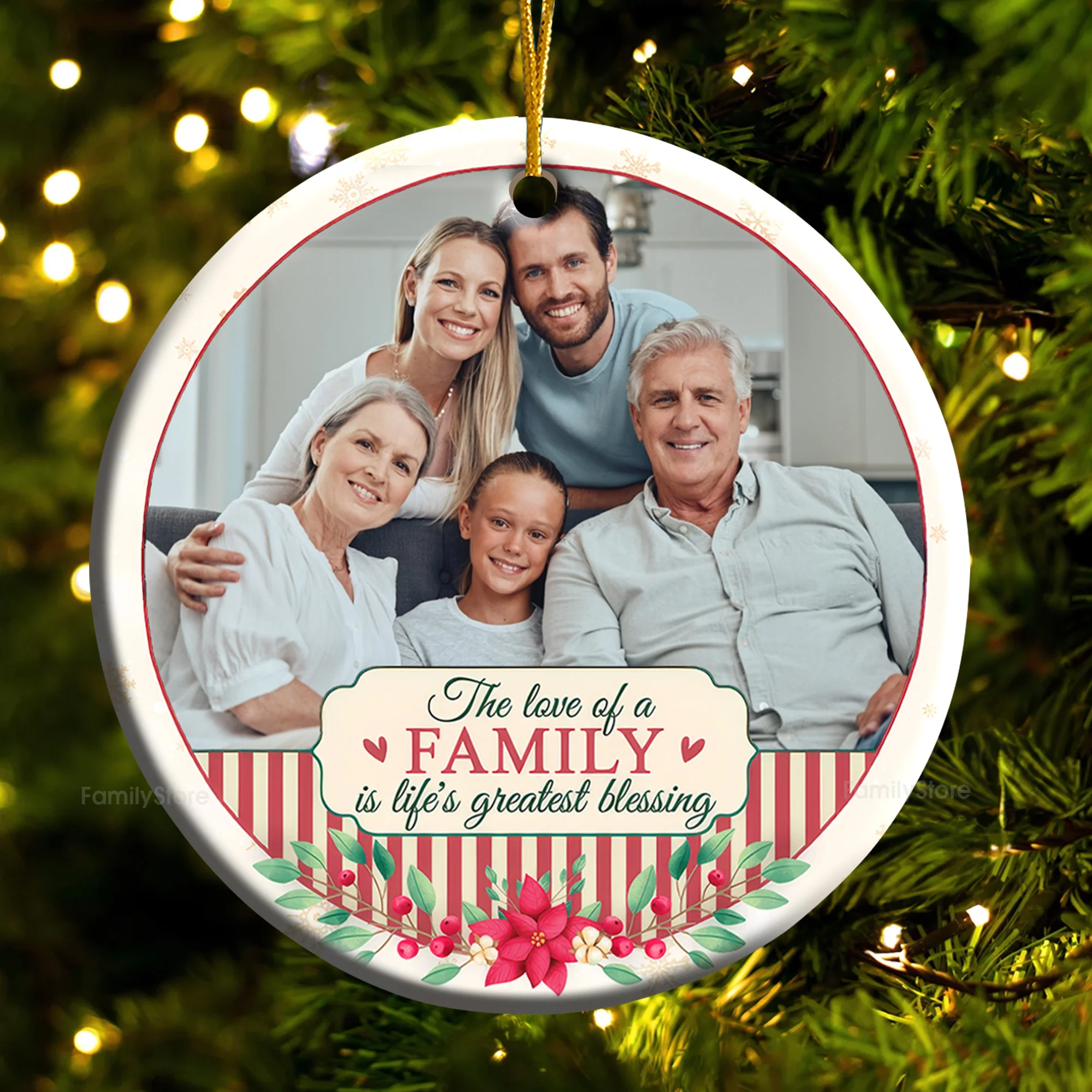 The Love Of A Family IsThe Life's Blessing - Gift For Family - Personalized Ceramic Ornament - NA94 - Image 5