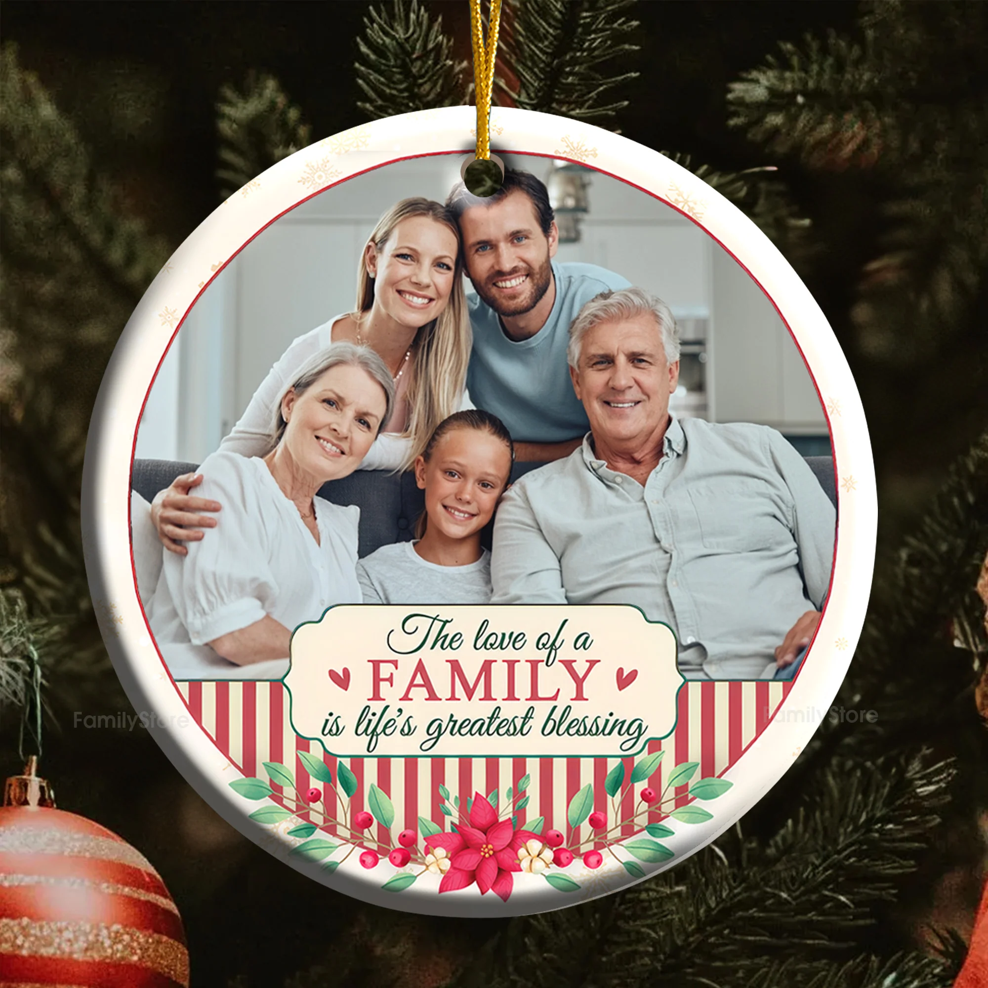 The Love Of A Family IsThe Life's Blessing - Gift For Family - Personalized Ceramic Ornament - NA94 - Image 6